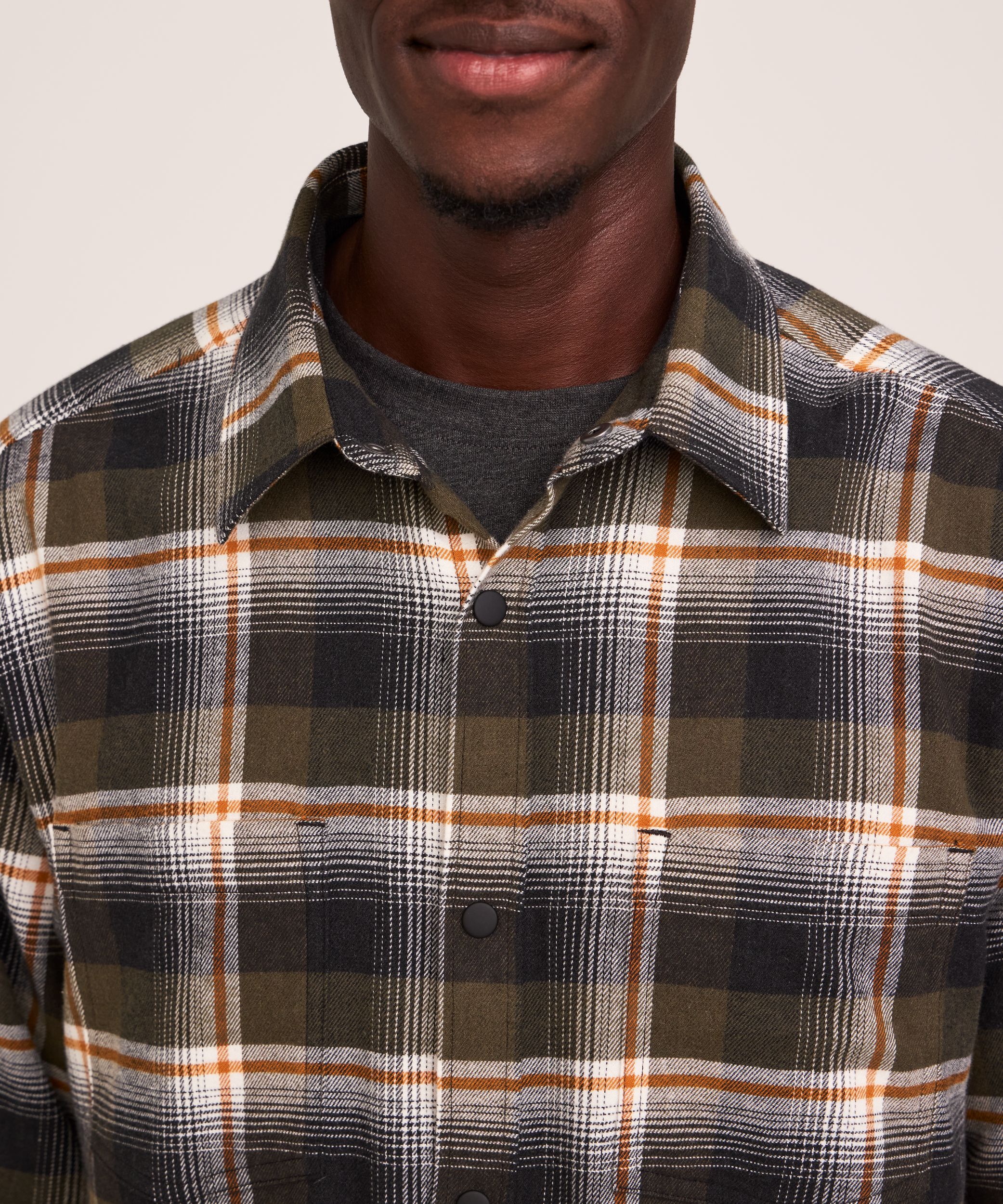 WindRiver Men's Basic Stretch Flannel Snap Down Shirt