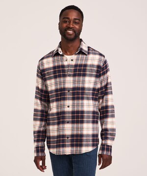 WindRiver Men's Basic Stretch Flannel Snap Down Shirt