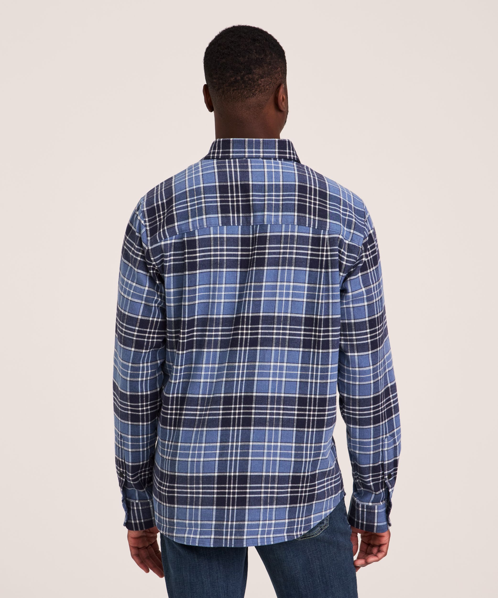 Chemise de base en flanelle extensible à boutons-pression pour hommes, WindRiver