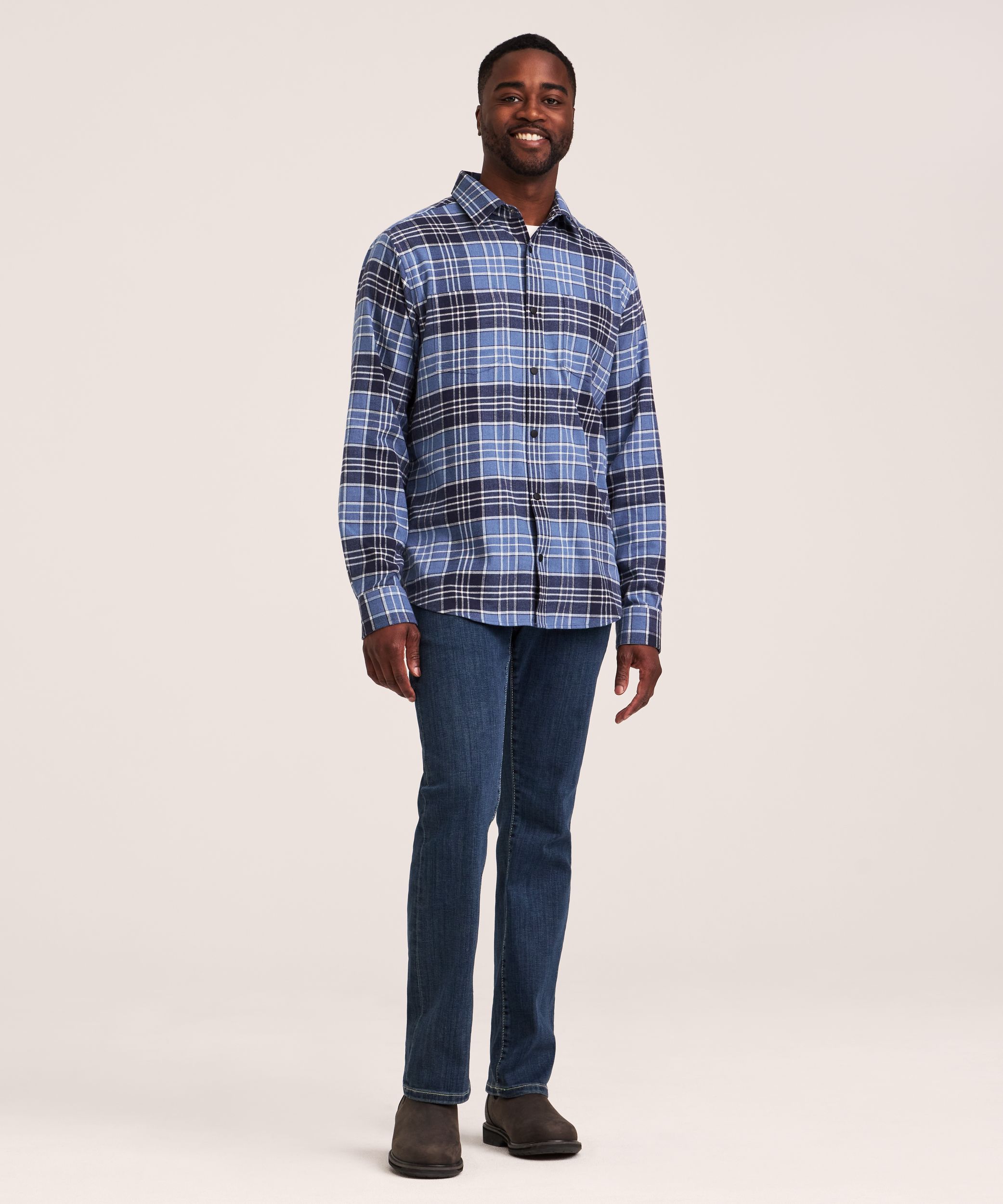 Chemise de base en flanelle extensible à boutons-pression pour hommes, WindRiver