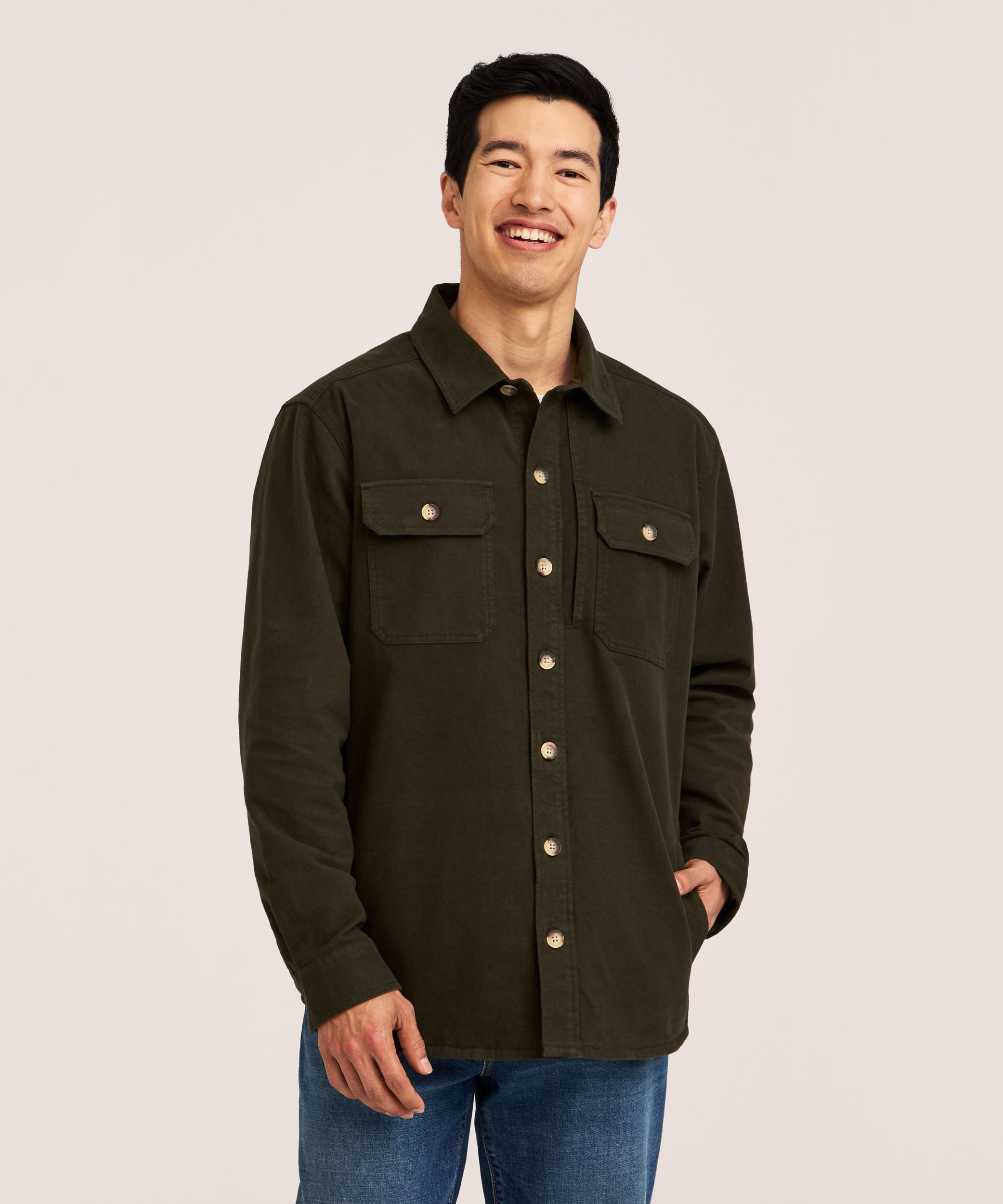 Surchemise en coton brossé tendance pour homme, WindRiver