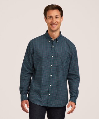 Denver Hayes Men's Casual Plaid Long Sleeve Sport Shirt