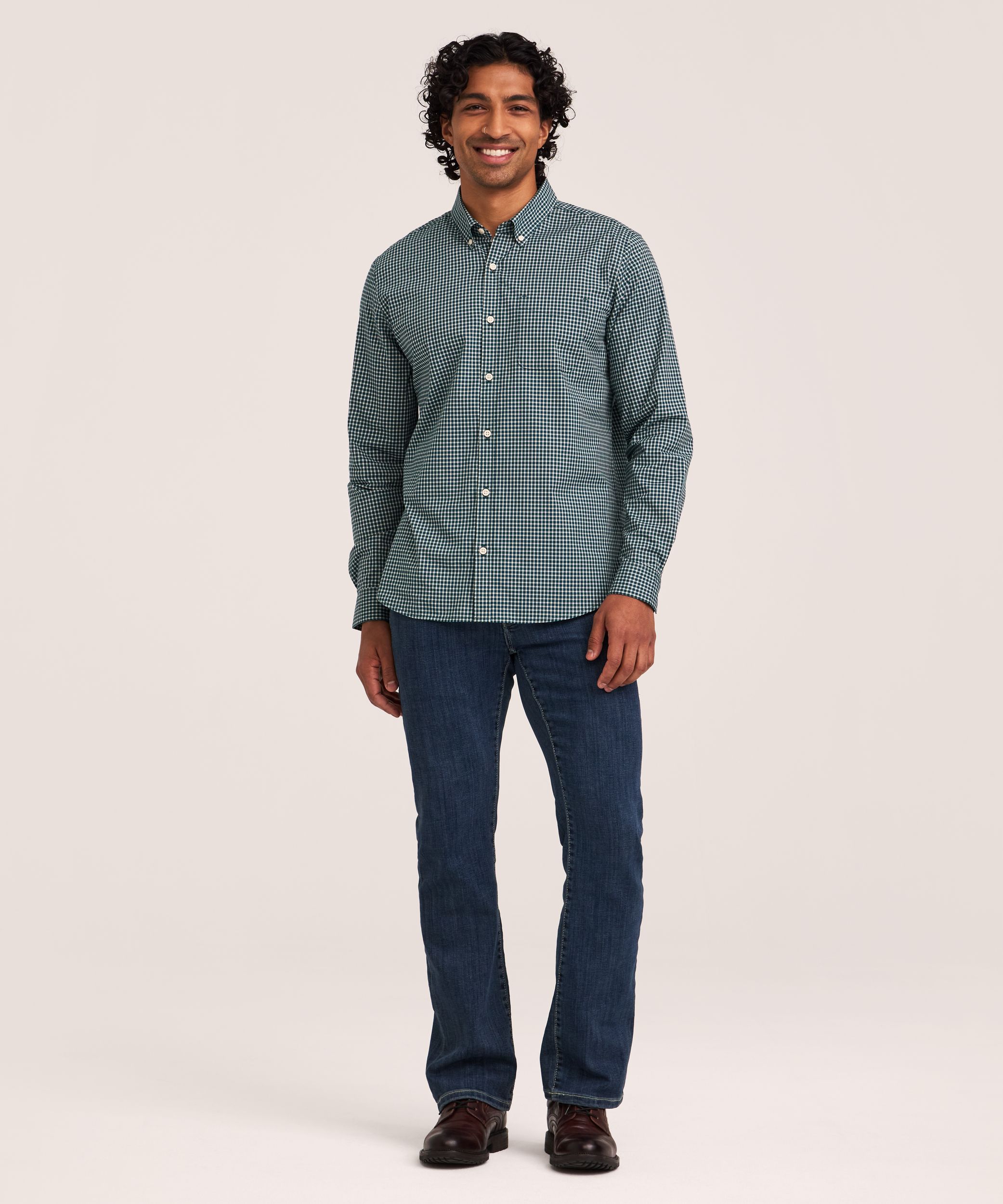 Chemise de sport décontractée à carreaux et à manches longues pour hommes, Denver Hayes