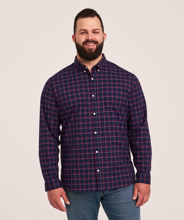 Denver Hayes Men's Casual Plaid Long Sleeve Sport Shirt