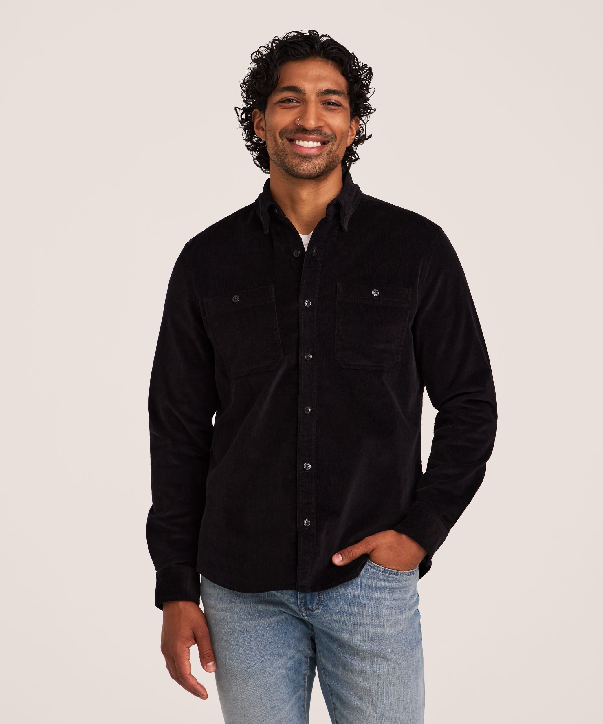 Denver Hayes Men's Stretch Corduroy Long Sleeve Shirt