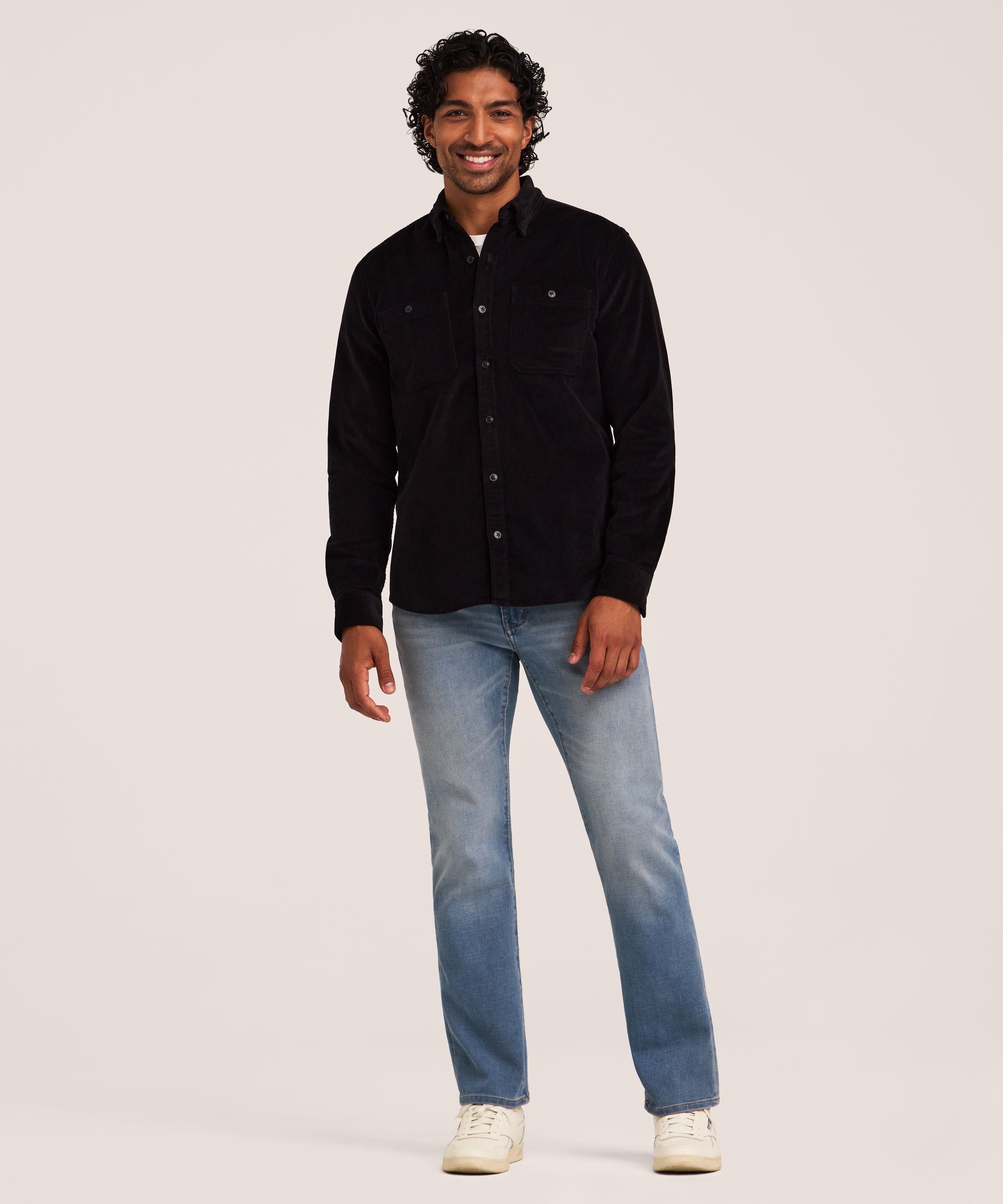 Denver Hayes Men's Stretch Corduroy Long Sleeve Shirt