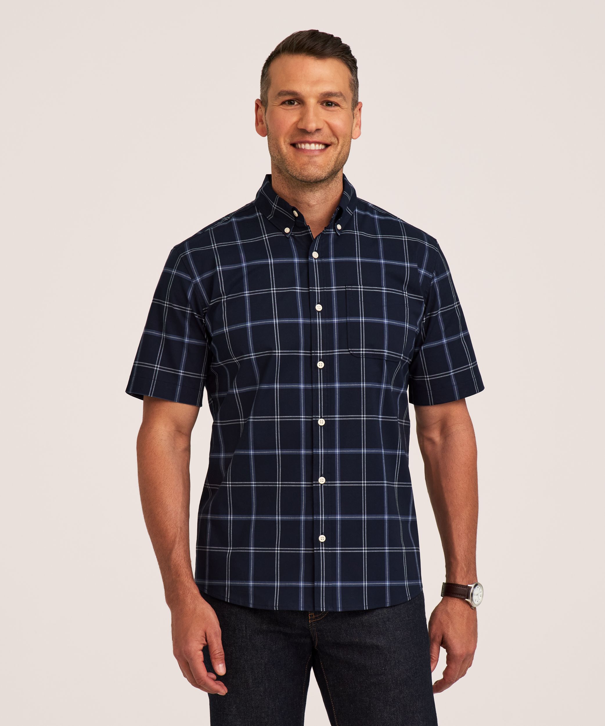 Denver Hayes Men's Casual Plaid Sport Shirt