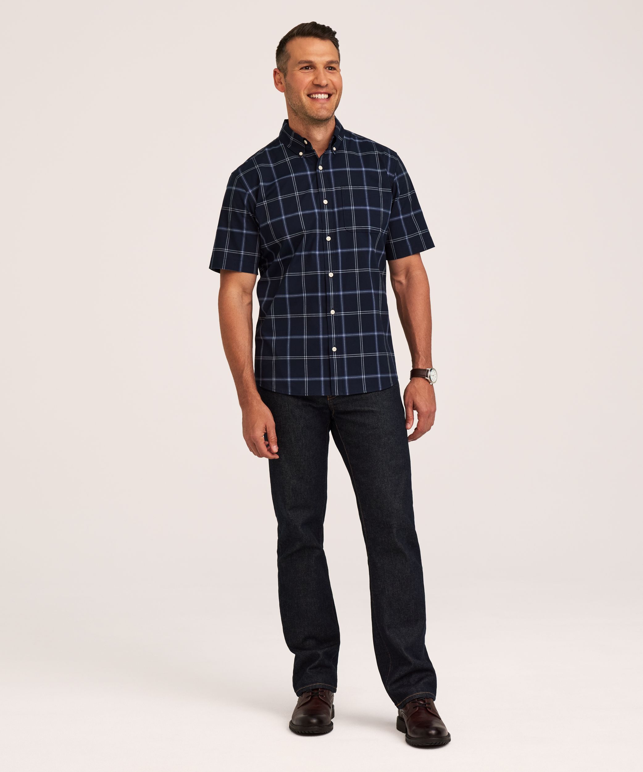 Denver Hayes Men's Casual Plaid Sport Shirt