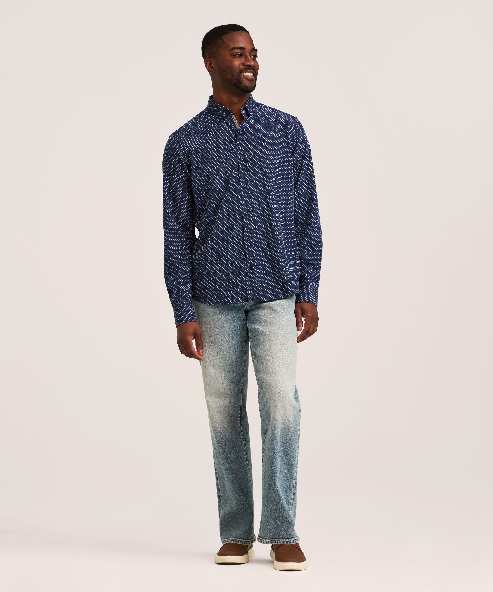 Chemise boutonnée hybride à manches longues extensible dans 4&nbsp;sens pour hommes, Denver Hayes