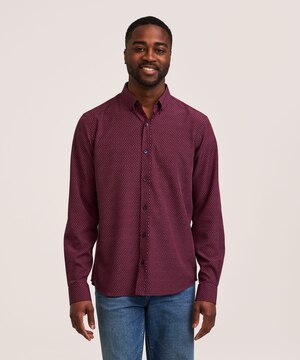 Chemise boutonnée hybride à manches longues extensible dans 4&nbsp;sens pour hommes, Denver Hayes