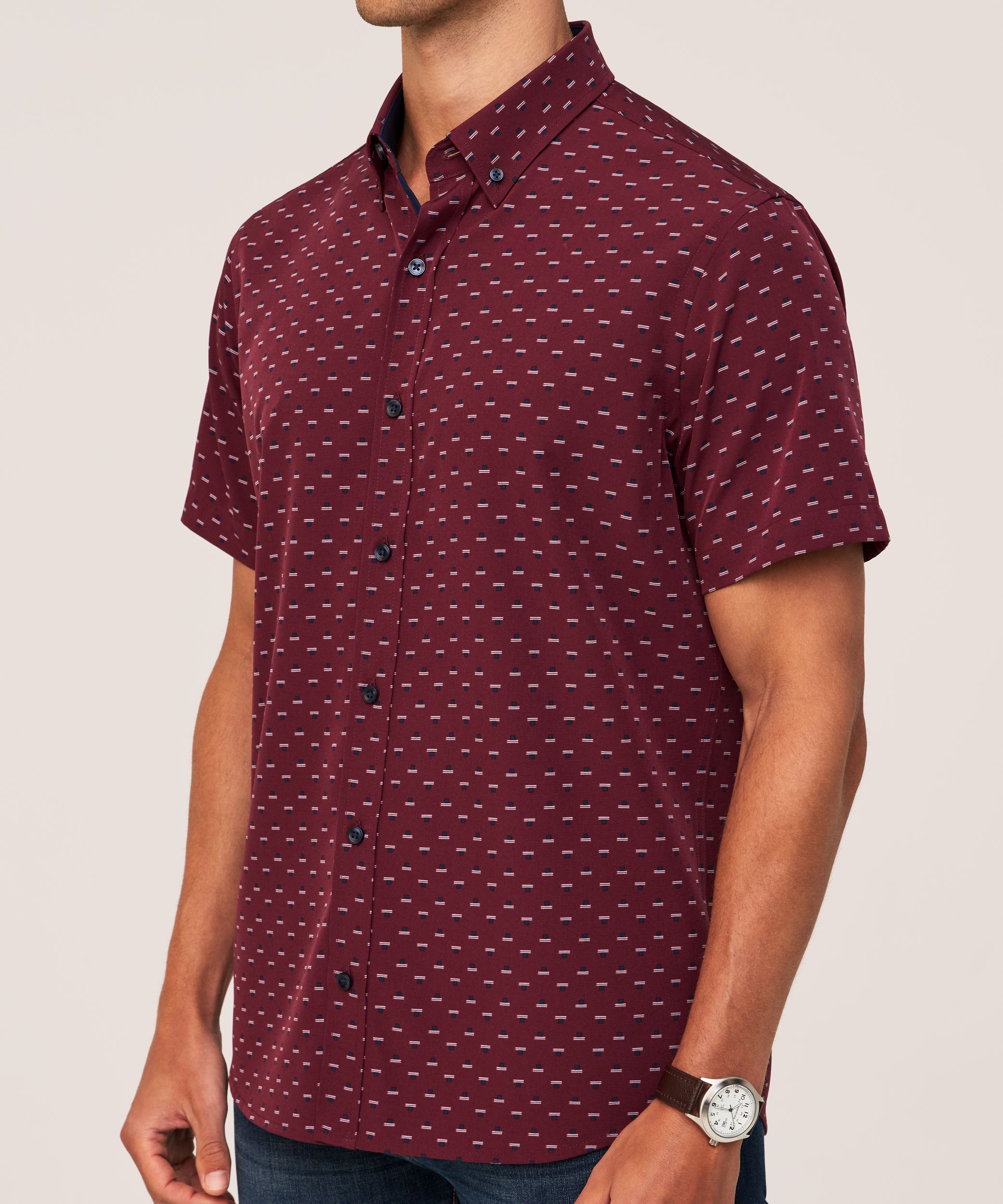 Denver Hayes Men's Hybrid 4-Way Stretch Short Sleeve Shirt