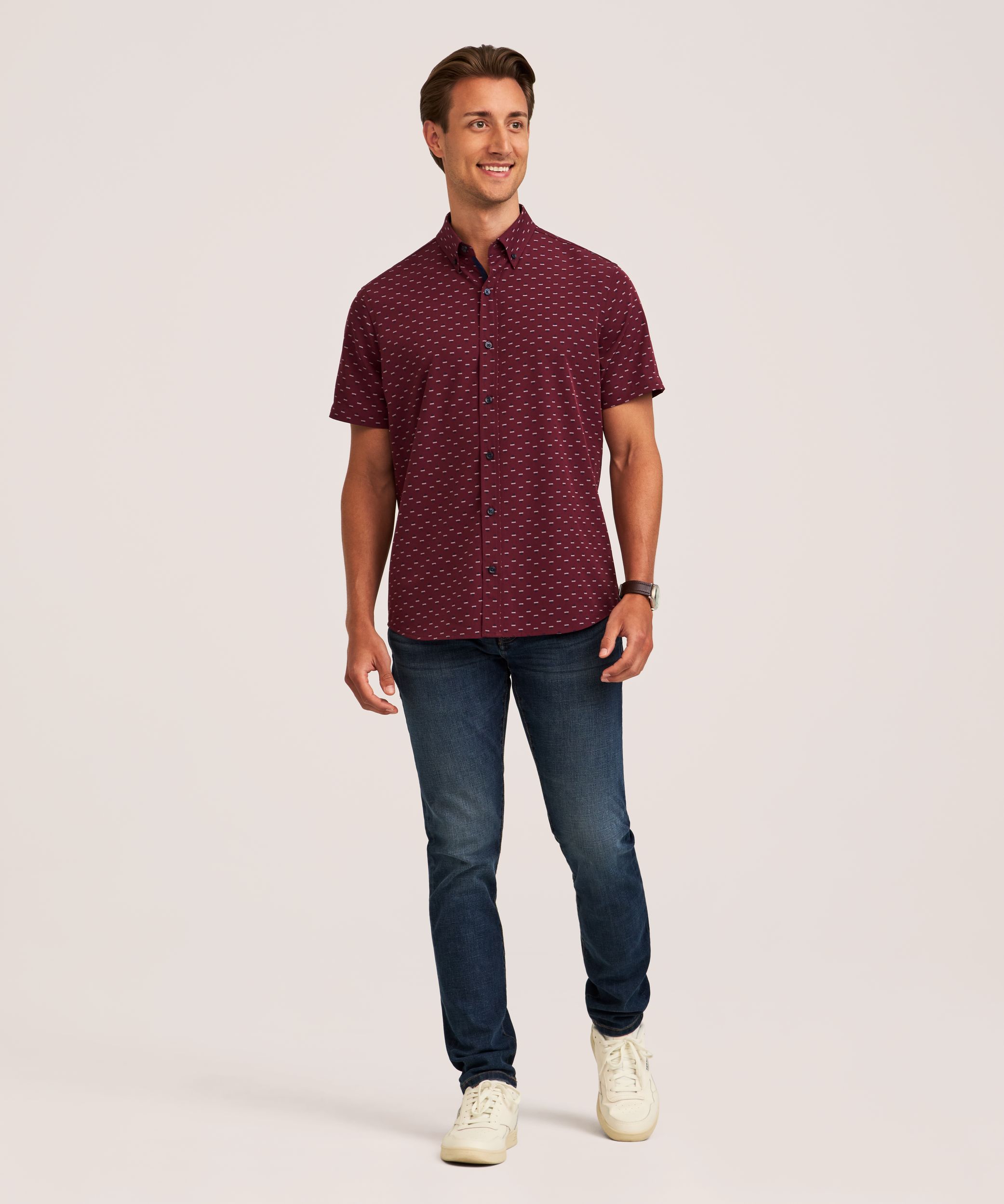 Denver Hayes Men's Hybrid 4-Way Stretch Short Sleeve Shirt