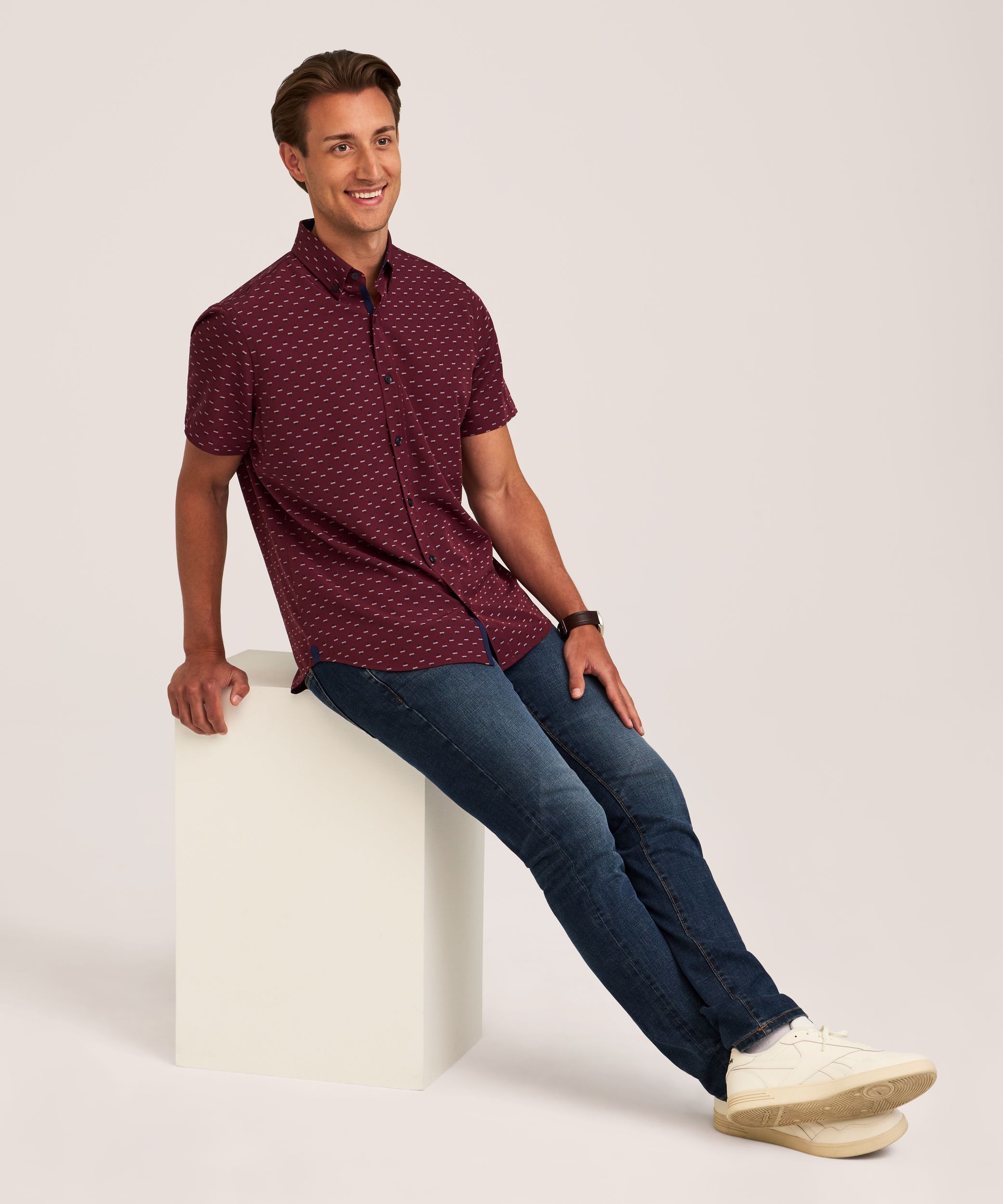 Denver Hayes Men's Hybrid 4-Way Stretch Short Sleeve Shirt