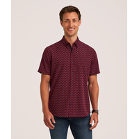 Chemise boutonnée hybride à manches courtes extensible dans 4 sens pour hommes, Denver Hayes Front_Flat