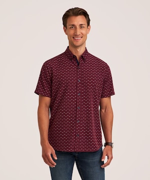 Chemise boutonnée hybride à manches courtes extensible dans 4&nbsp;sens pour hommes, Denver Hayes