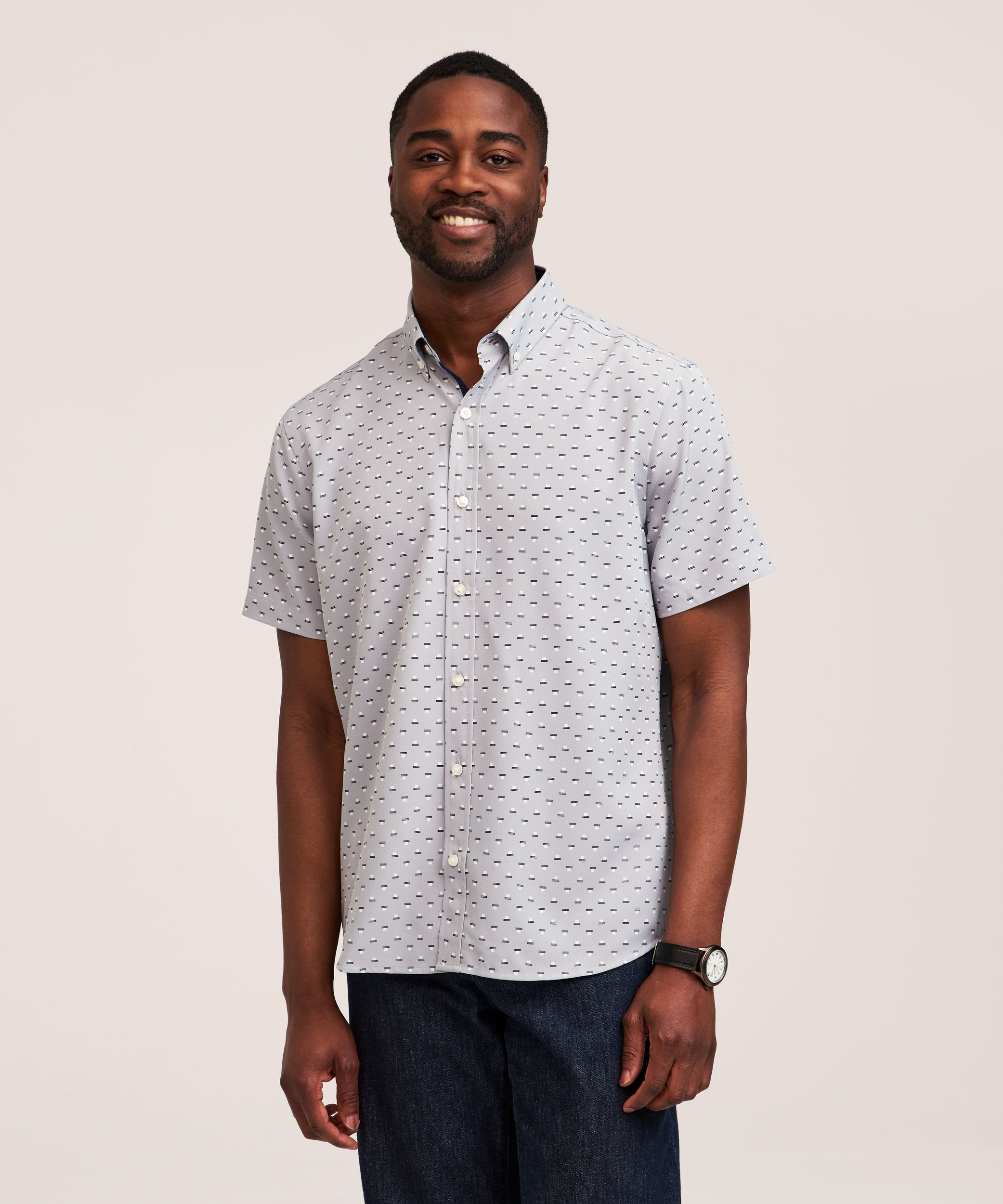 Denver Hayes Men's Hybrid 4-Way Stretch Short Sleeve Shirt