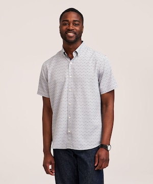 Chemise boutonnée hybride à manches courtes extensible dans 4 sens pour hommes, Denver Hayes