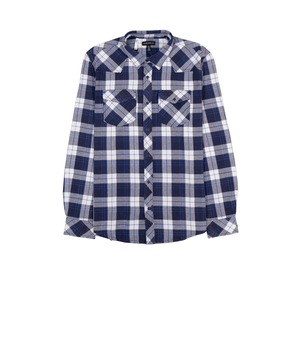 Silver Men's Flannel Plaid Long Sleeve Shirt