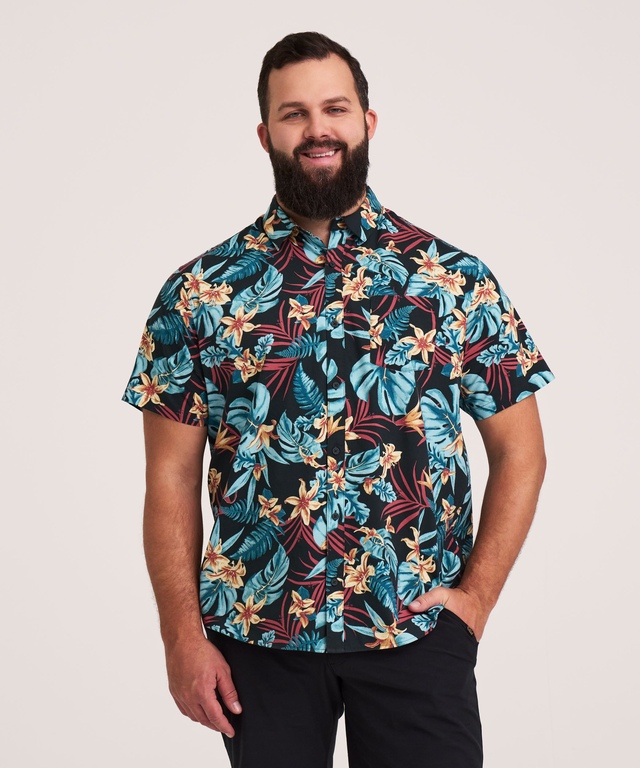 FarWest Men's All-Over Print Short Sleeve Shirt