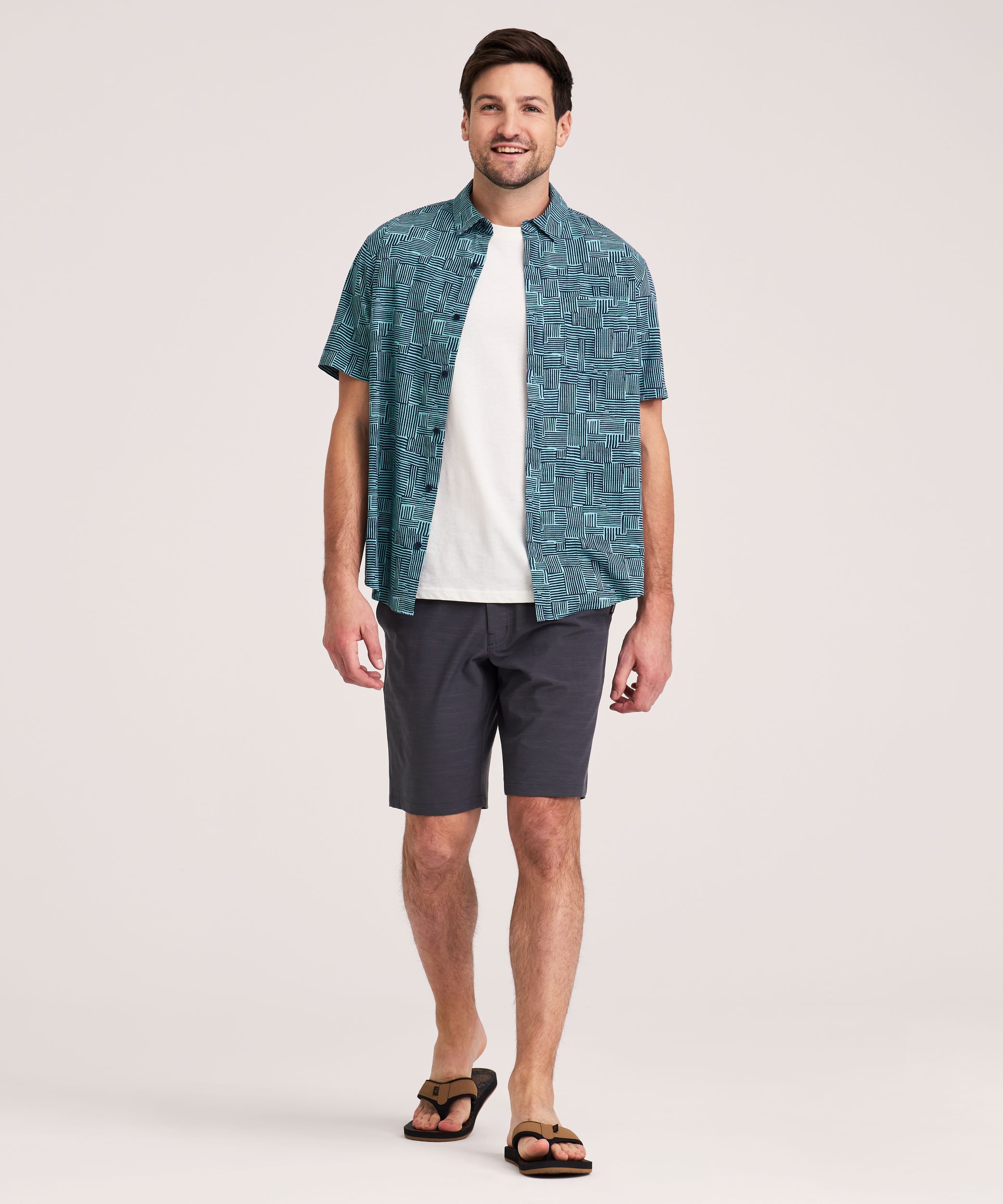 Chemise à manches courtes et à imprimé intégral pour hommes, FarWest