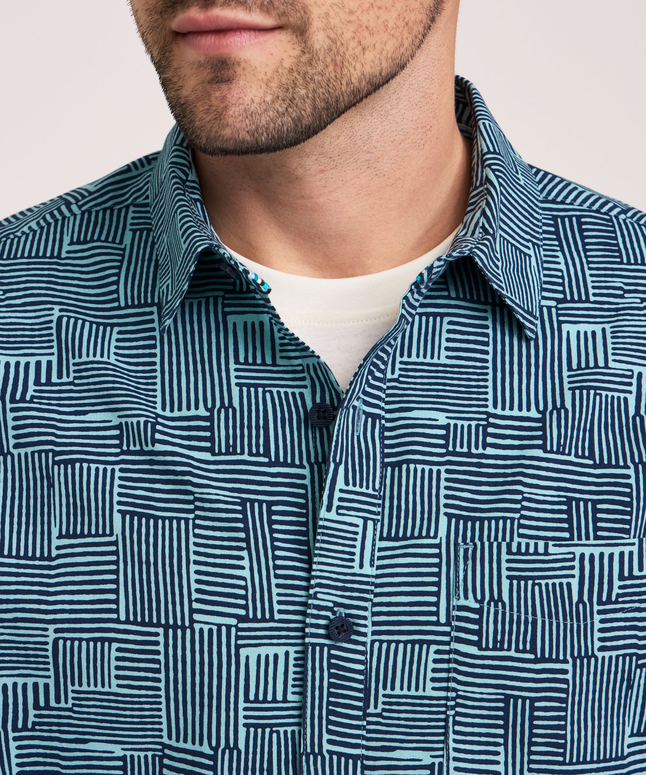 Chemise à manches courtes et à imprimé intégral pour hommes, FarWest