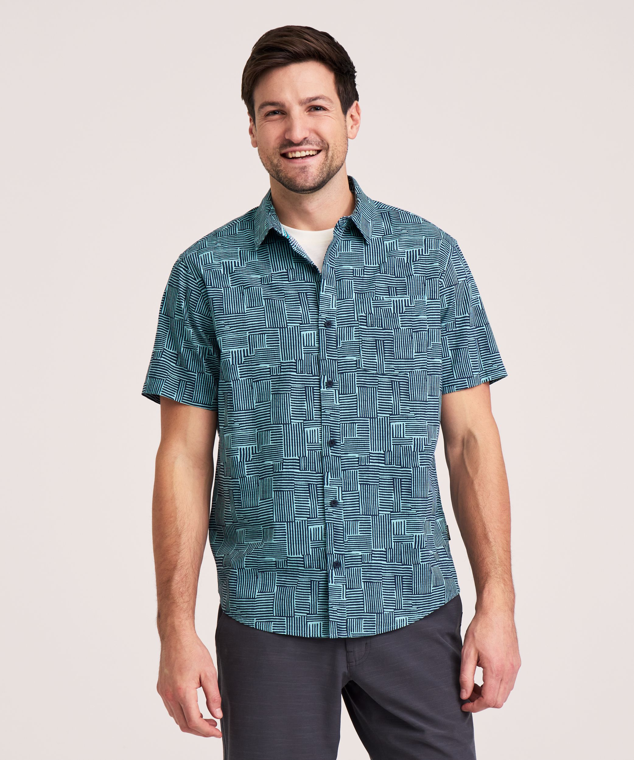 Chemise à manches courtes et à imprimé intégral pour hommes, FarWest