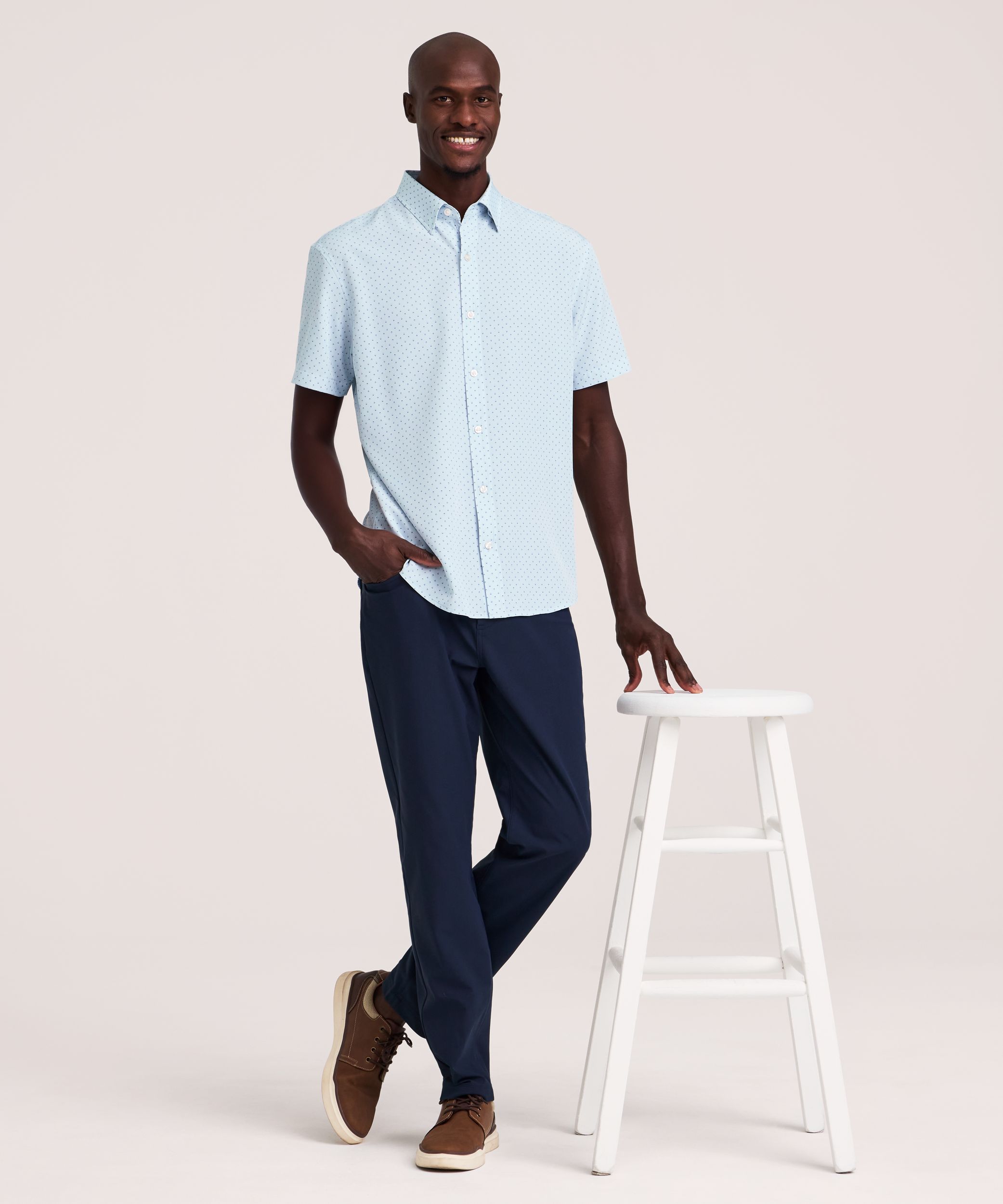 Denver Hayes Men's Short Sleeve 4-Way Stretch Shirt