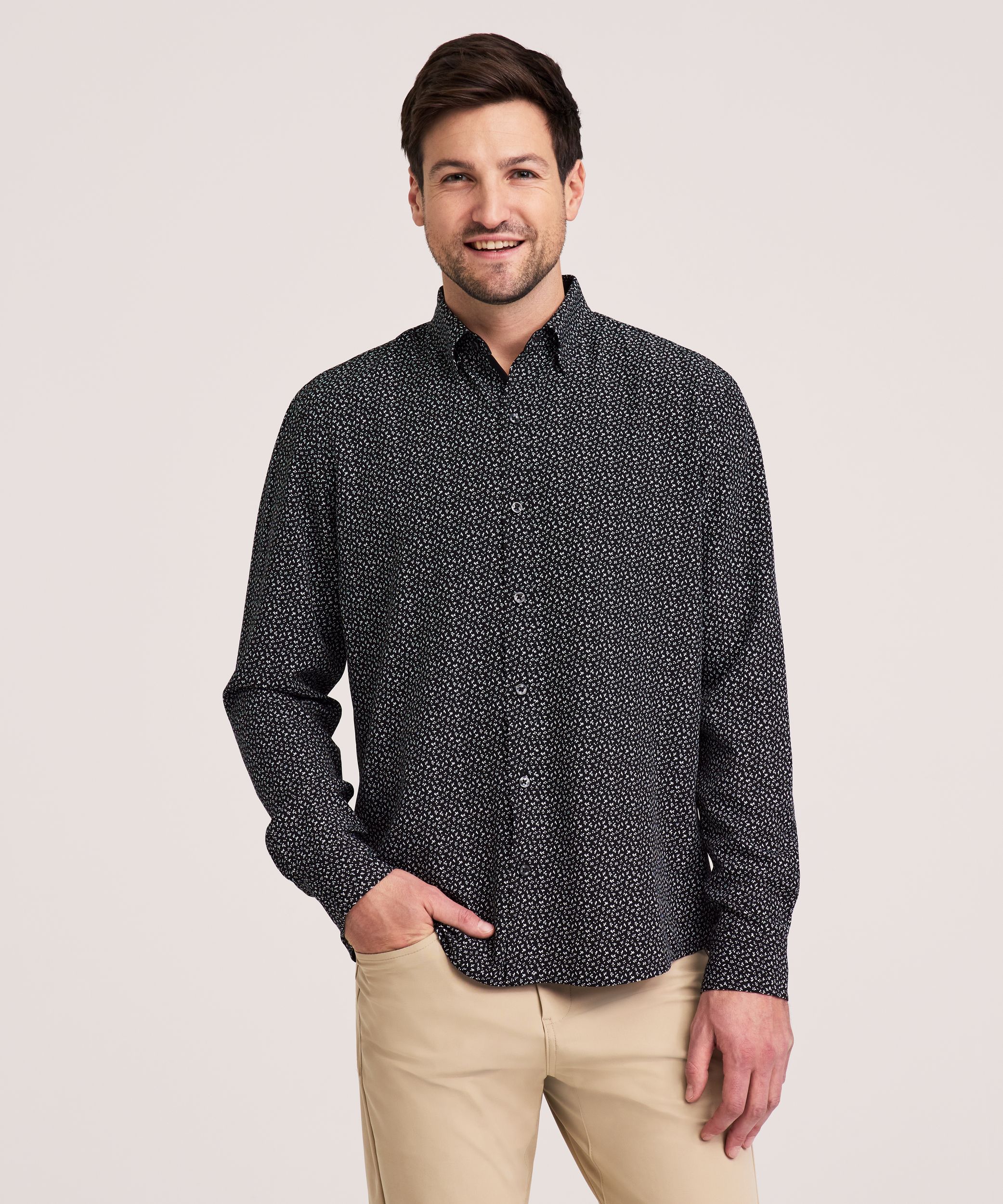 Chemise extensible hybride à manches longues pour hommes, Denver Hayes
