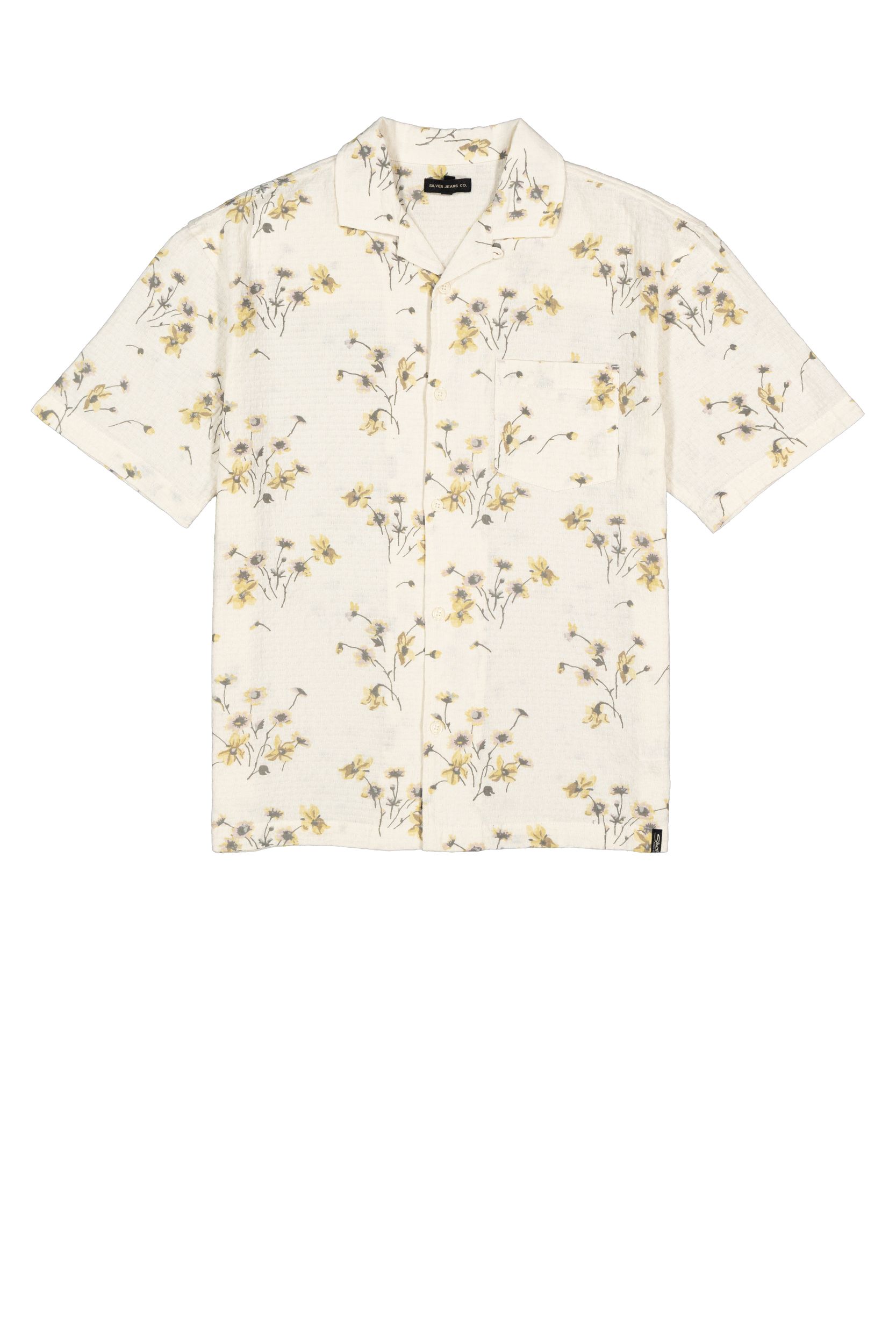 Silver Men's Short Sleeve All Over Print Camp Collar Shirt