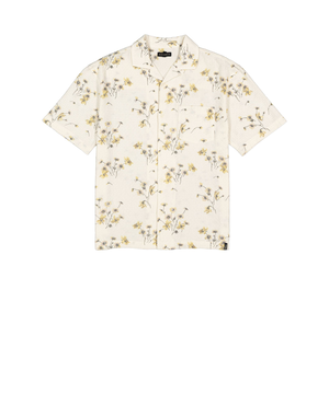 Chemise à manches courtes avec col cubain et imprimé intégral pour hommes, Silver