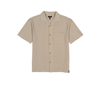 Silver Men's Short Sleeve Stripe Camp Collar Shirt Front_Flat