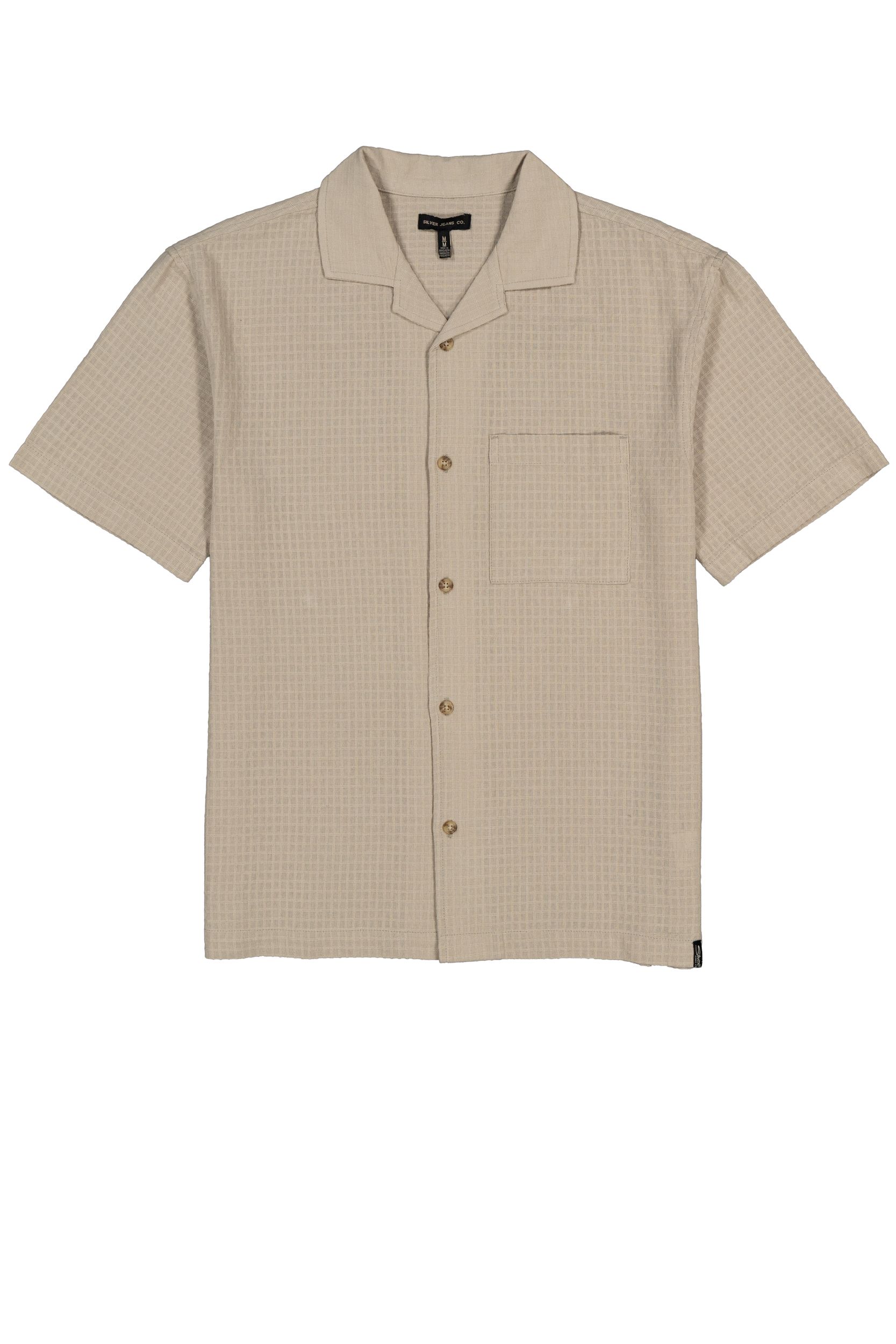 Silver Men's Short Sleeve Stripe Camp Collar Shirt