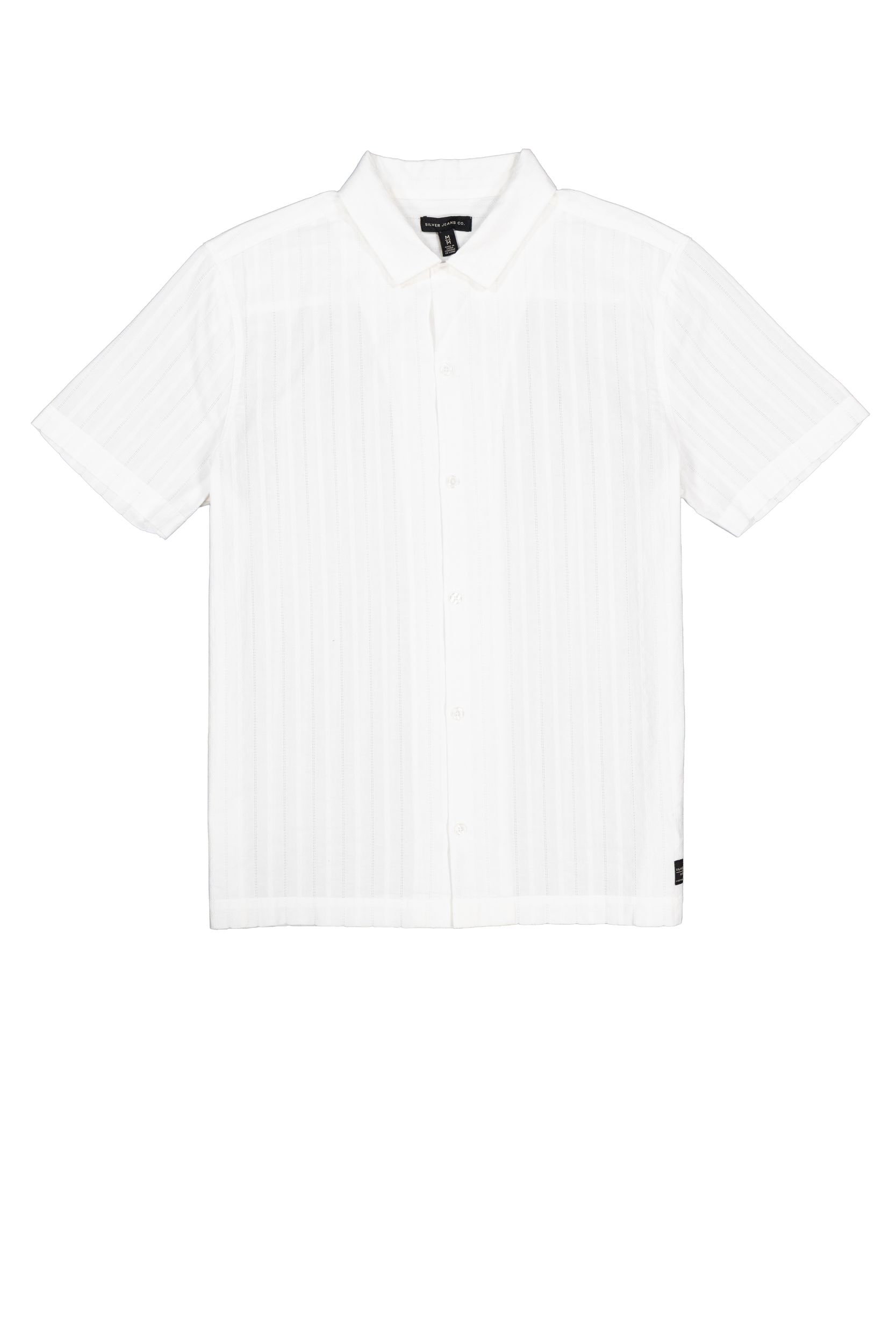 Silver Men's Short Sleeve Tonal Stripe Shirt