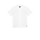 Chemise à manches courtes rayée ton sur ton pour hommes, Silver Front_Flat