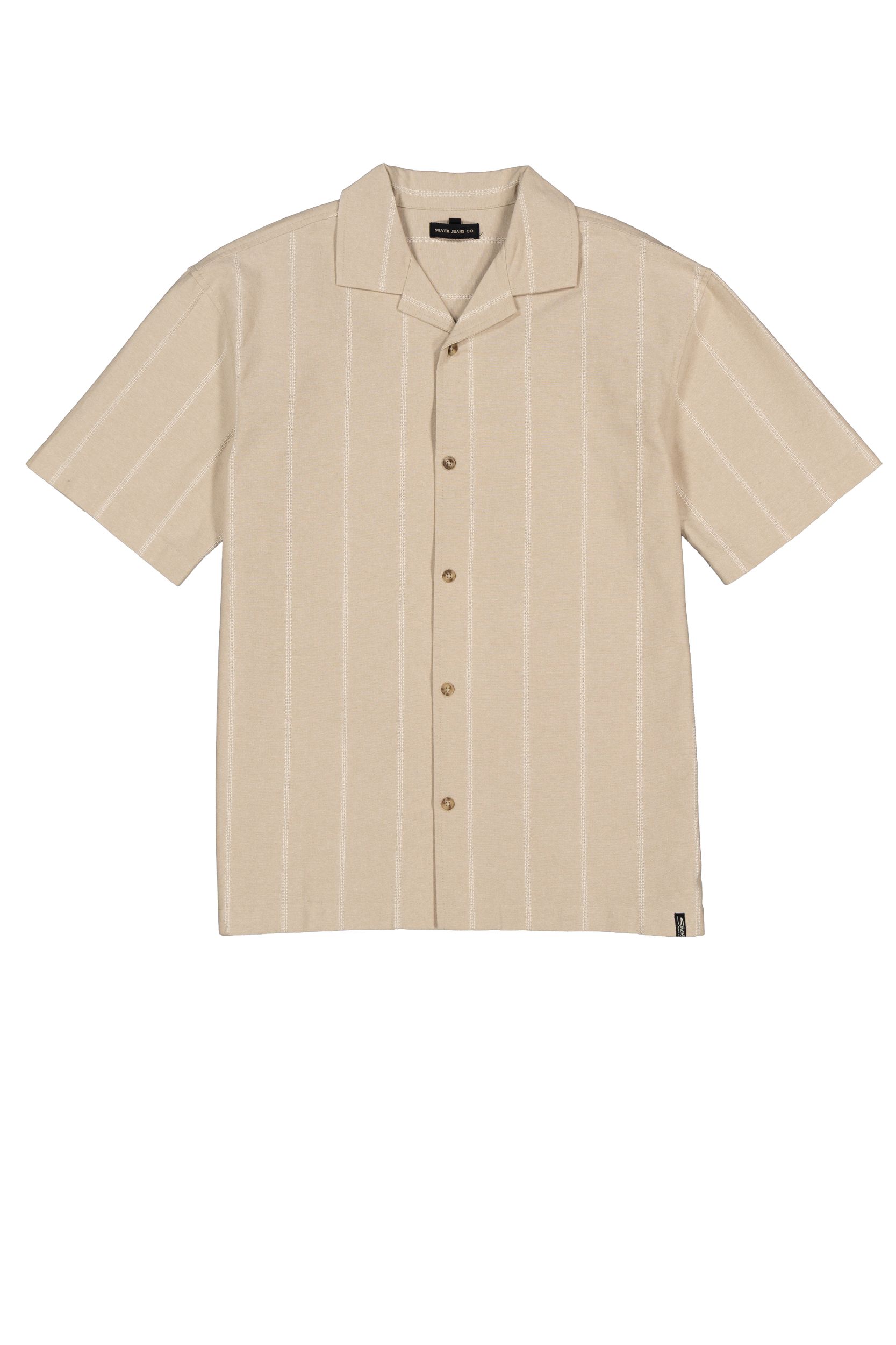 Silver Men's Short Sleeve Solid Camp Collar Shirt