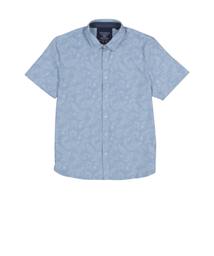 Silver Men's Stretch Short Sleeve Stretch Tonal All Over Print Shirt