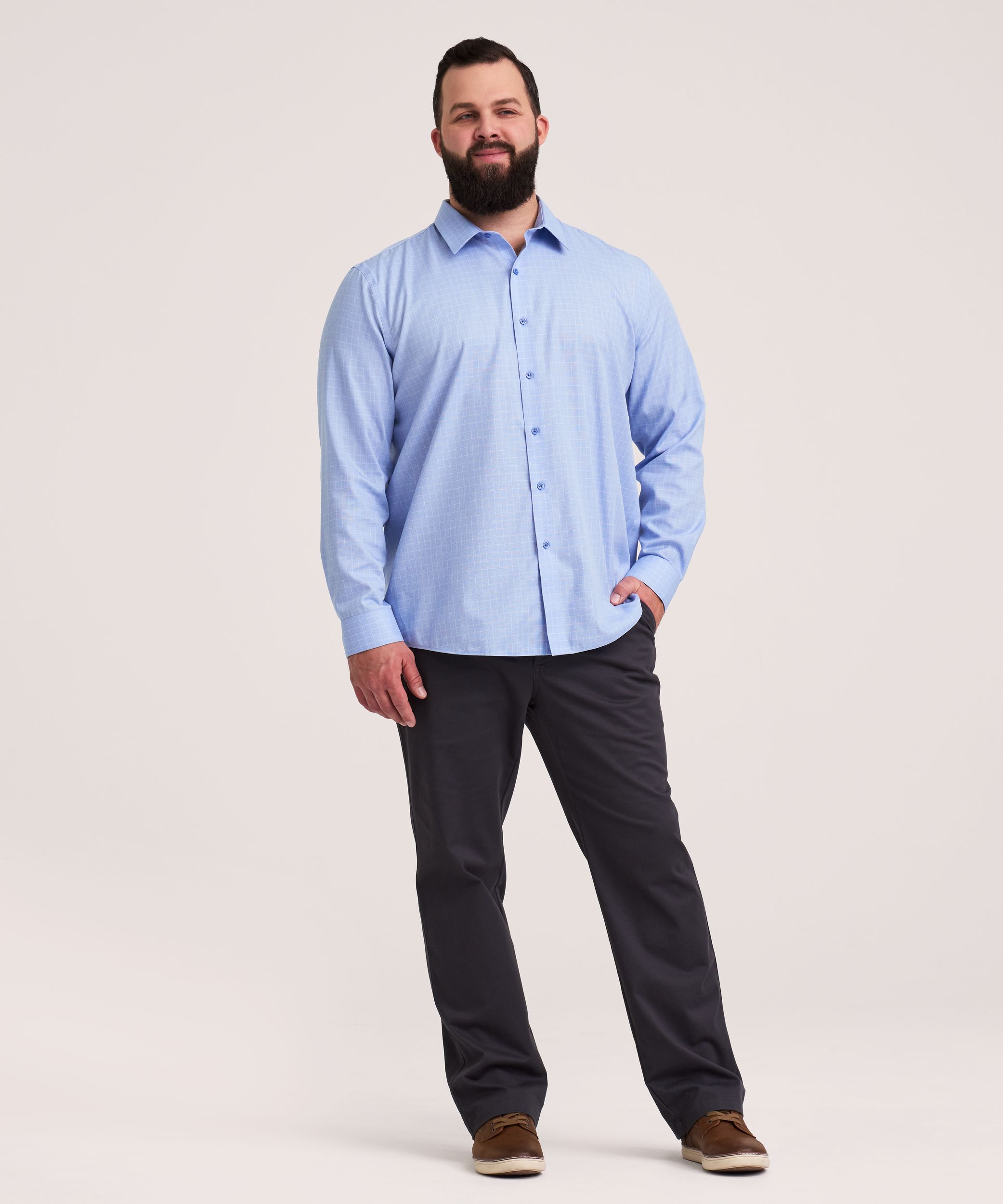 Denver Hayes Men's Long Sleeve Non Iron Essential Shirt