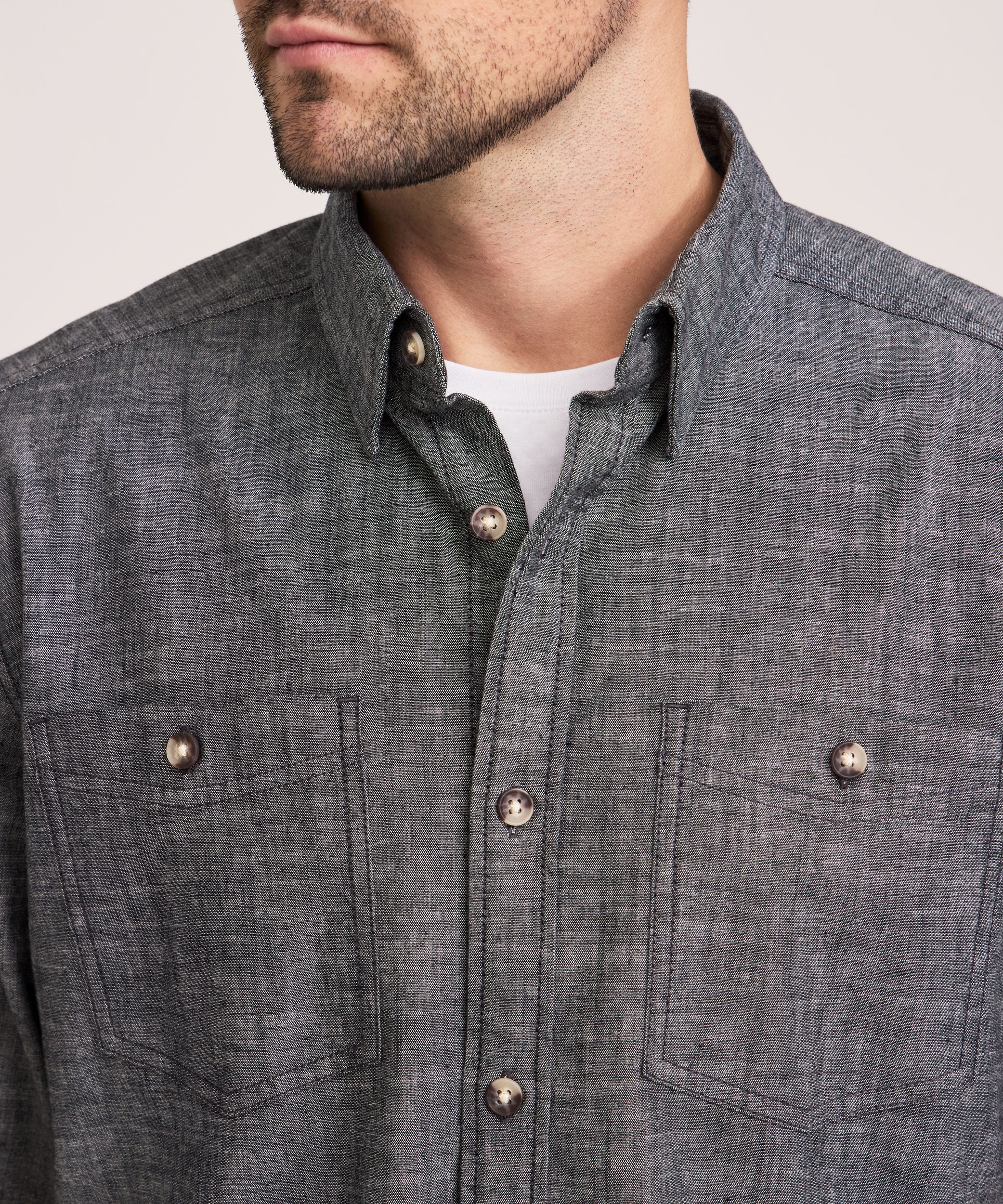 Chemise à manches longues en tissu chambray pour hommes, Denver Hayes