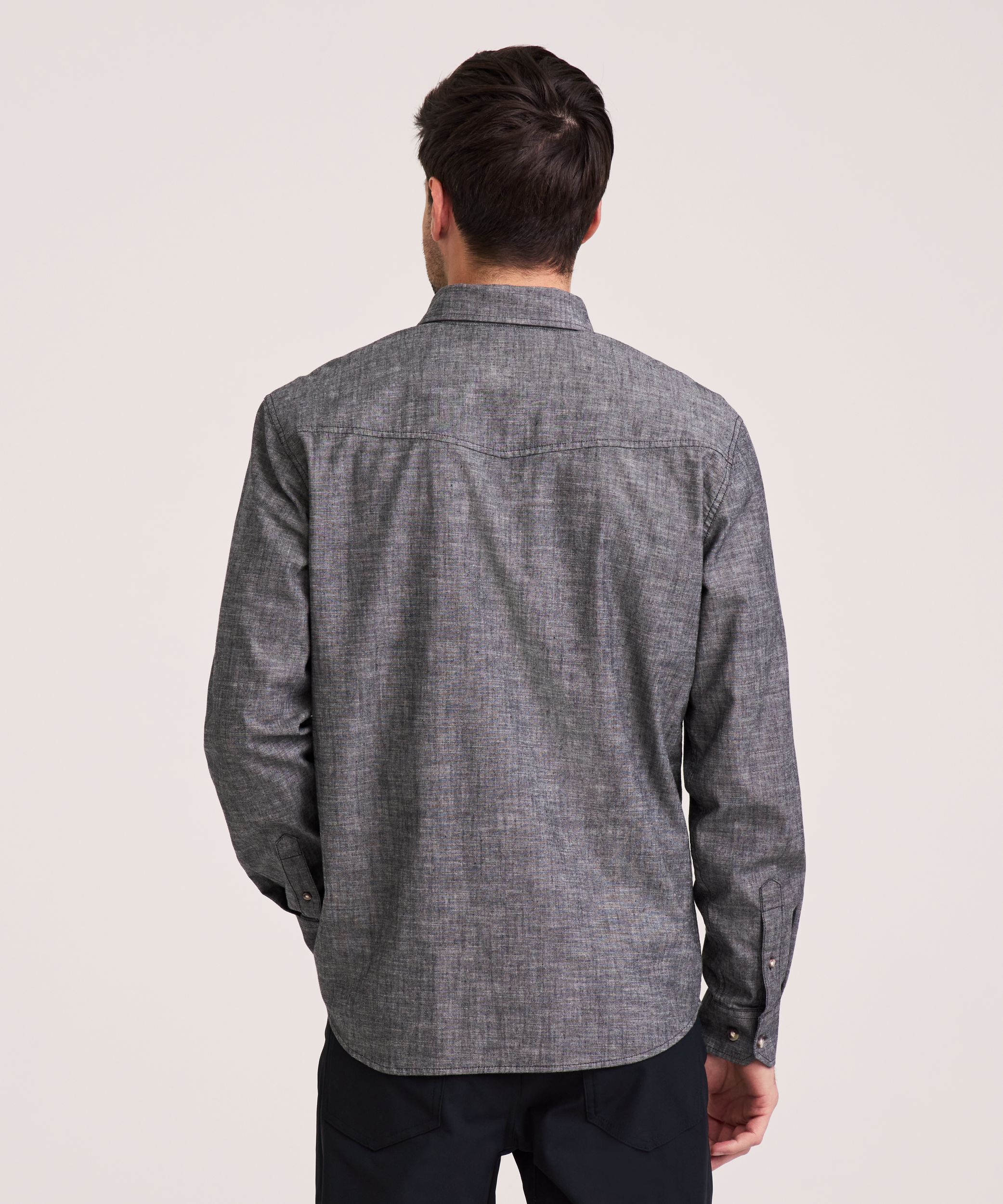 Chemise à manches longues en tissu chambray pour hommes, Denver Hayes