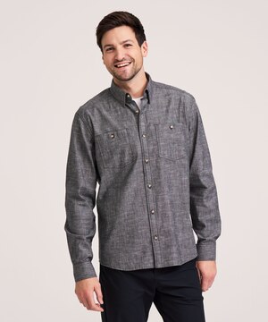 Denver Hayes Men's Long Sleeve Chambray Shirt