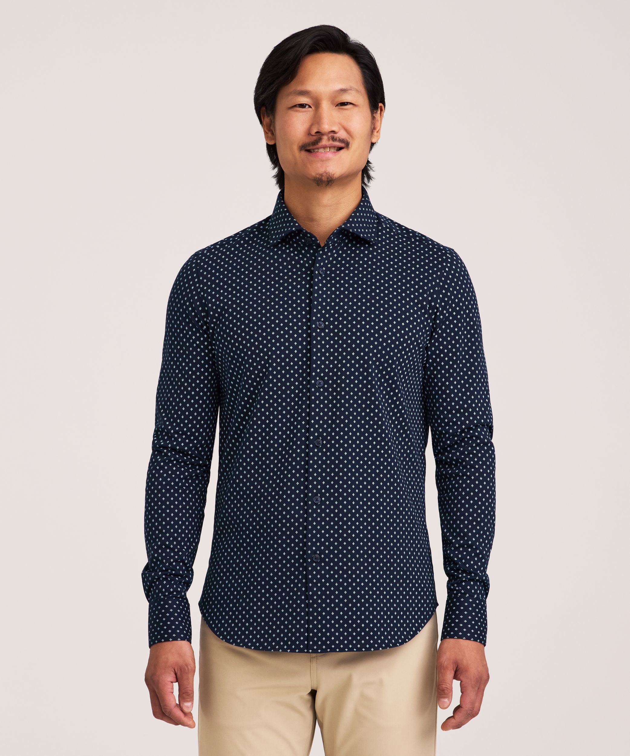Denver Hayes Men's Long Sleeve Button-up Knit Shirt