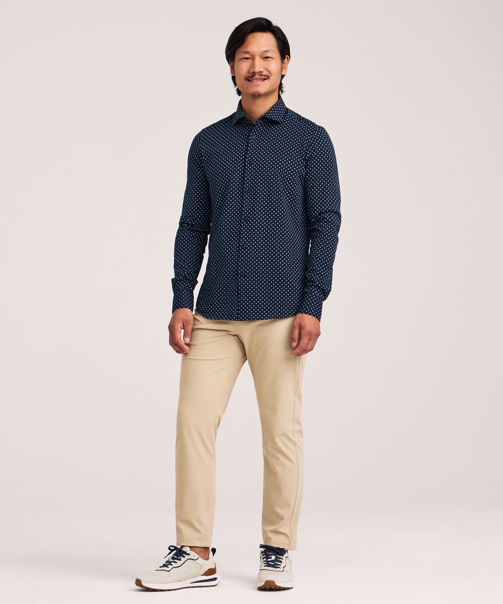 Denver Hayes Men's Long Sleeve Button-up Knit Shirt