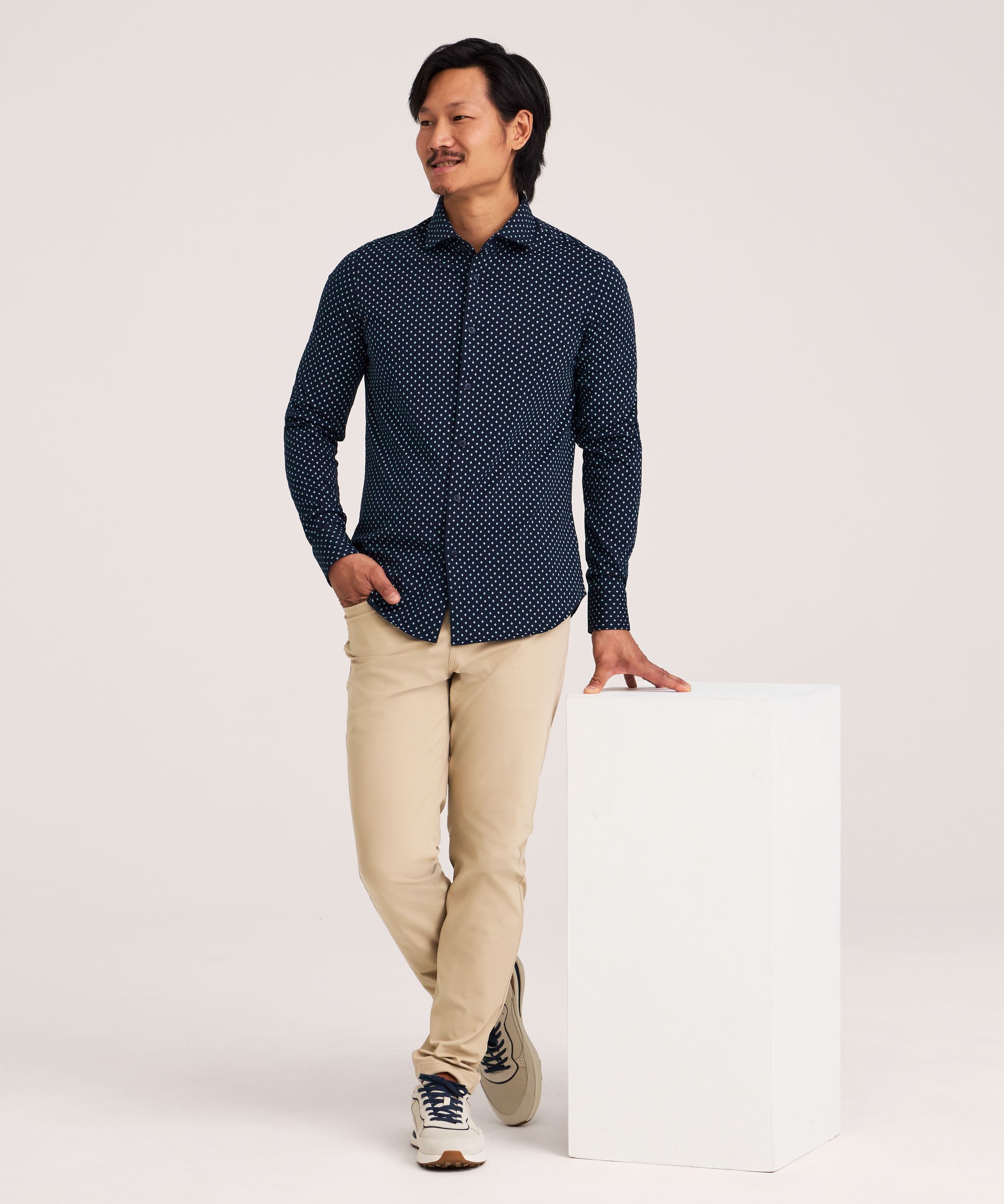 Denver Hayes Men's Long Sleeve Button-up Knit Shirt