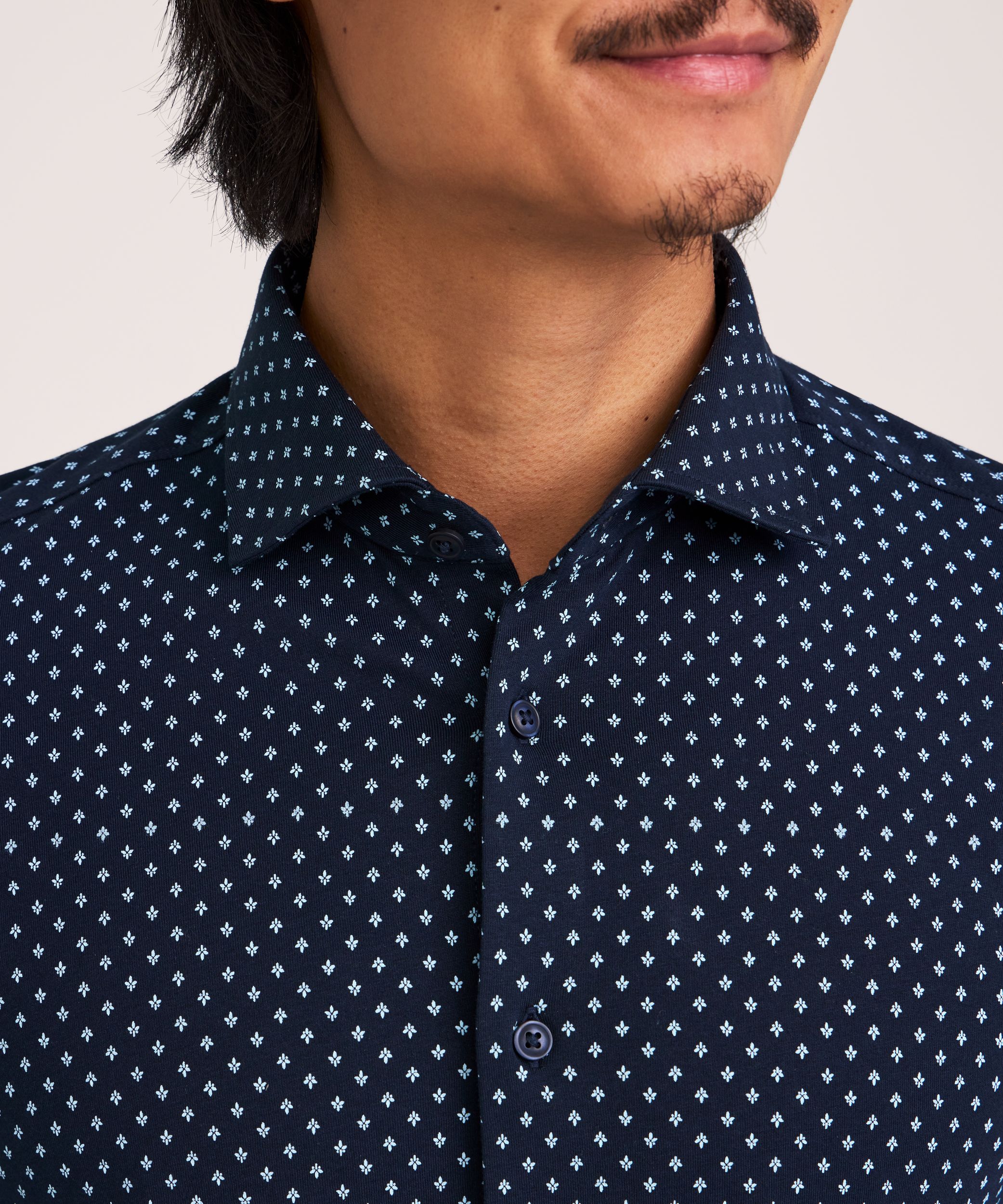 Denver Hayes Men's Long Sleeve Button-up Knit Shirt
