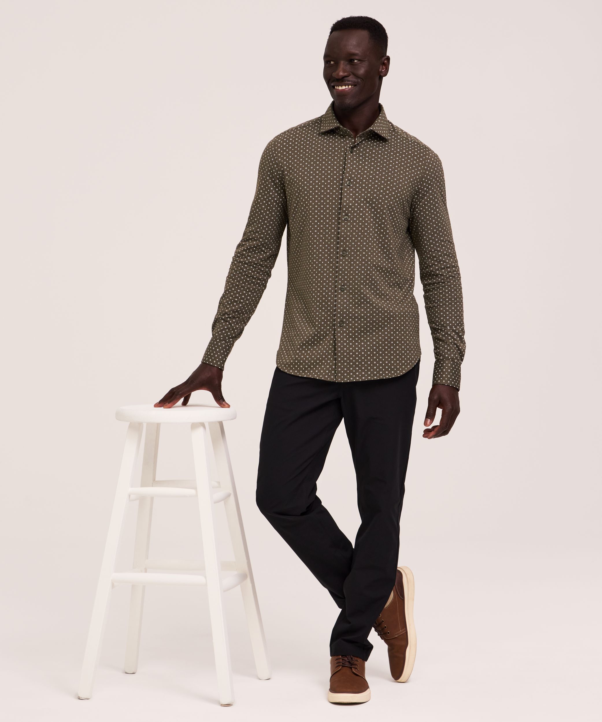 Denver Hayes Men's Long Sleeve Button-up Knit Shirt