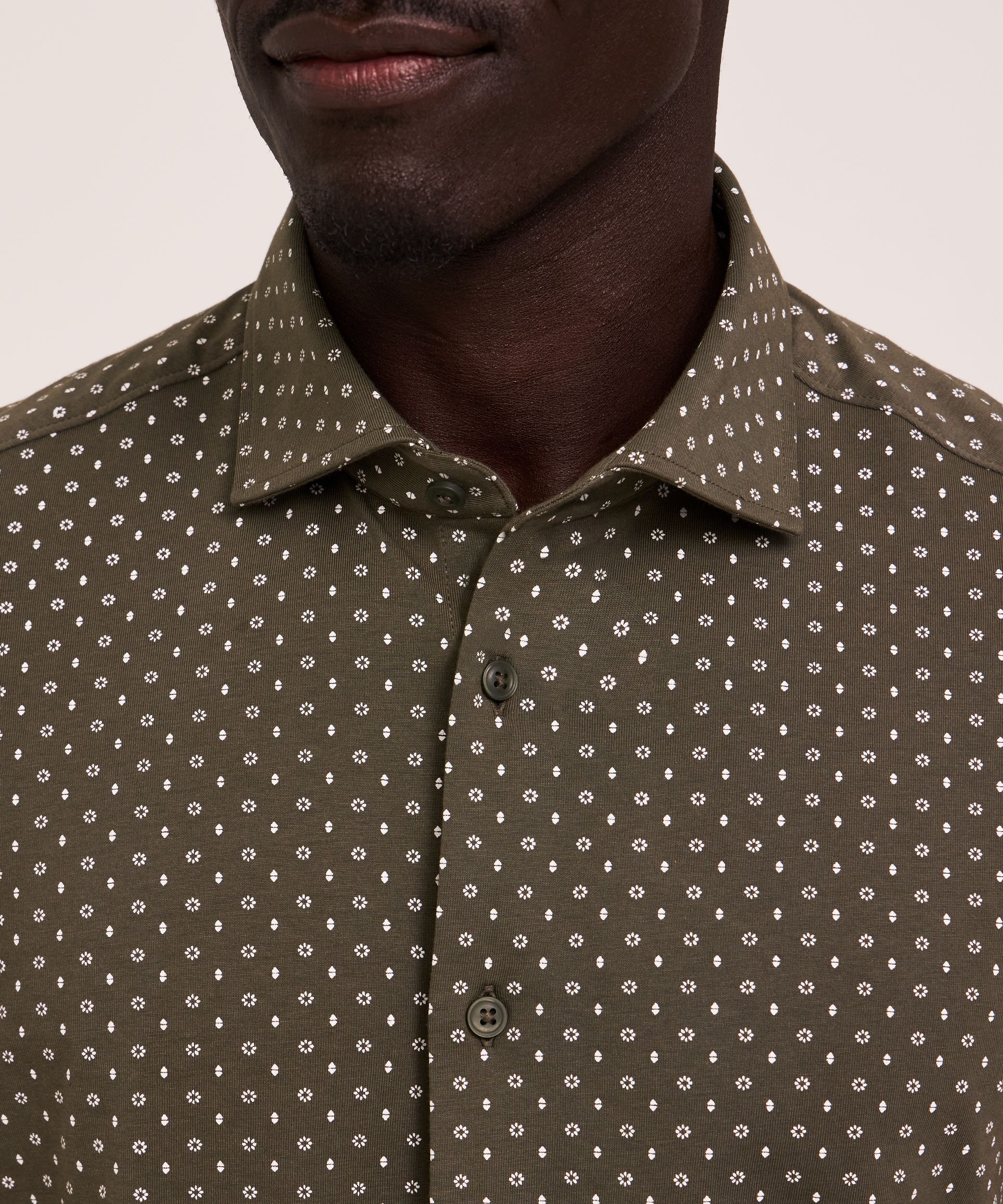 Denver Hayes Men's Long Sleeve Button-up Knit Shirt