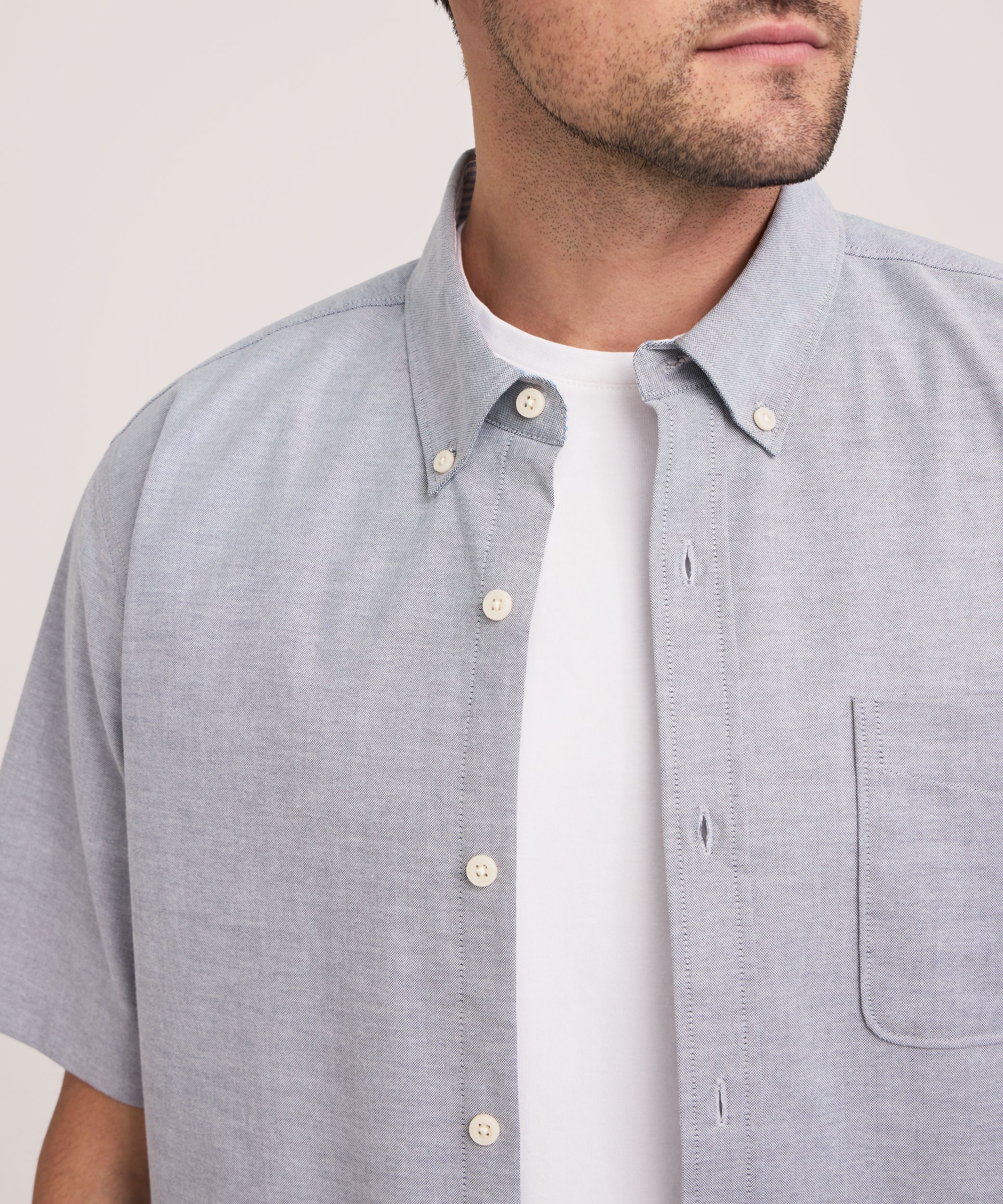 Denver Hayes Men's Short Sleeve Stretch Premium Oxford Shirt