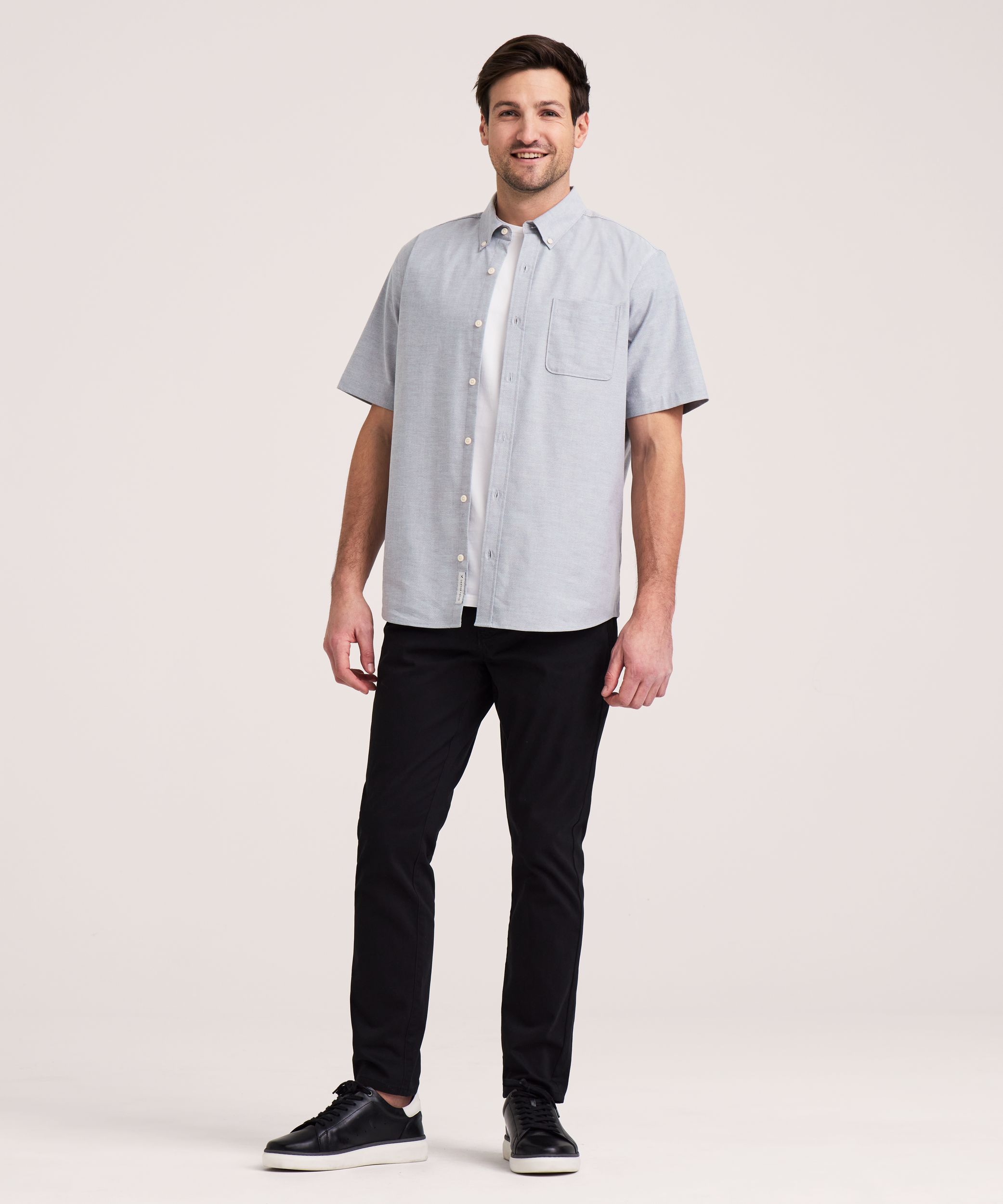 Denver Hayes Men's Short Sleeve Stretch Premium Oxford Shirt