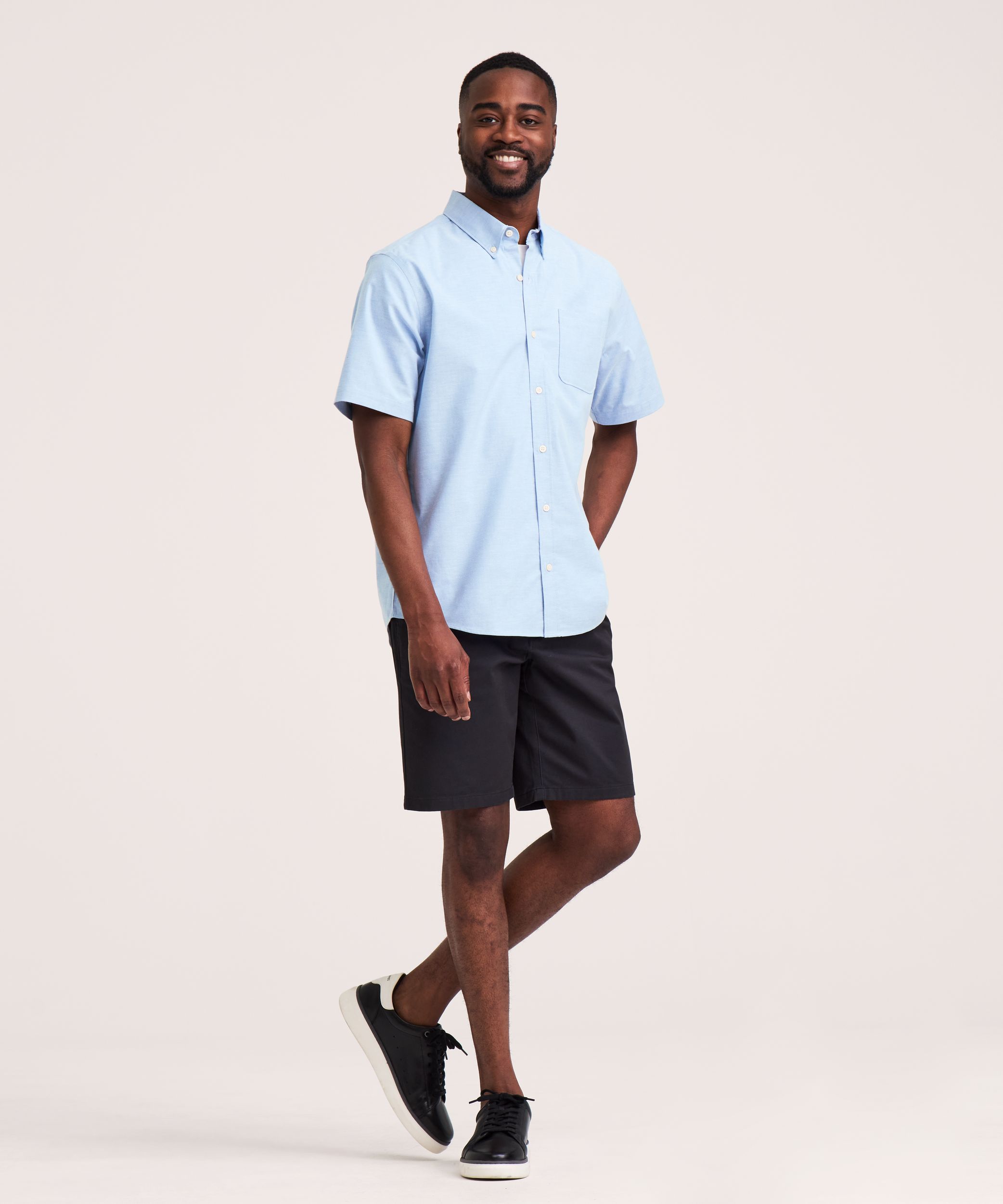 Denver Hayes Men's Short Sleeve Stretch Premium Oxford Shirt