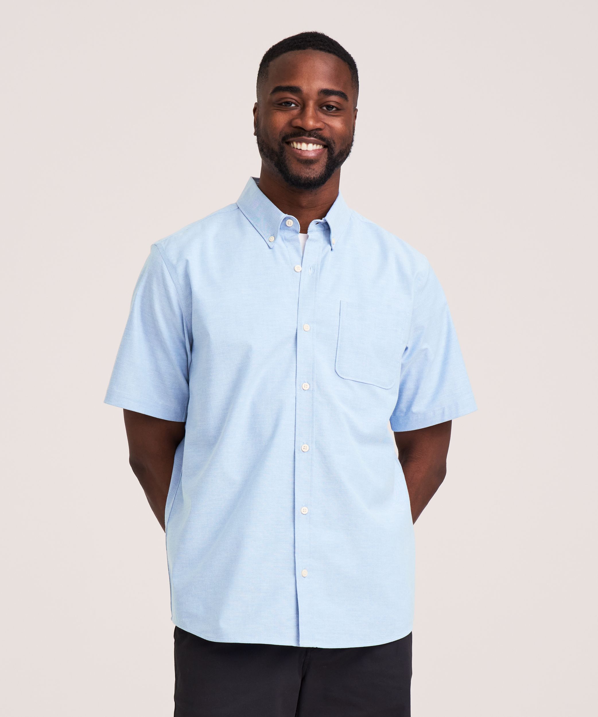 Denver Hayes Men's Short Sleeve Stretch Premium Oxford Shirt